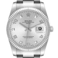 Rolex Date 34 Steel White Gold Diamond Dial Mens Watch 115234 Box Card