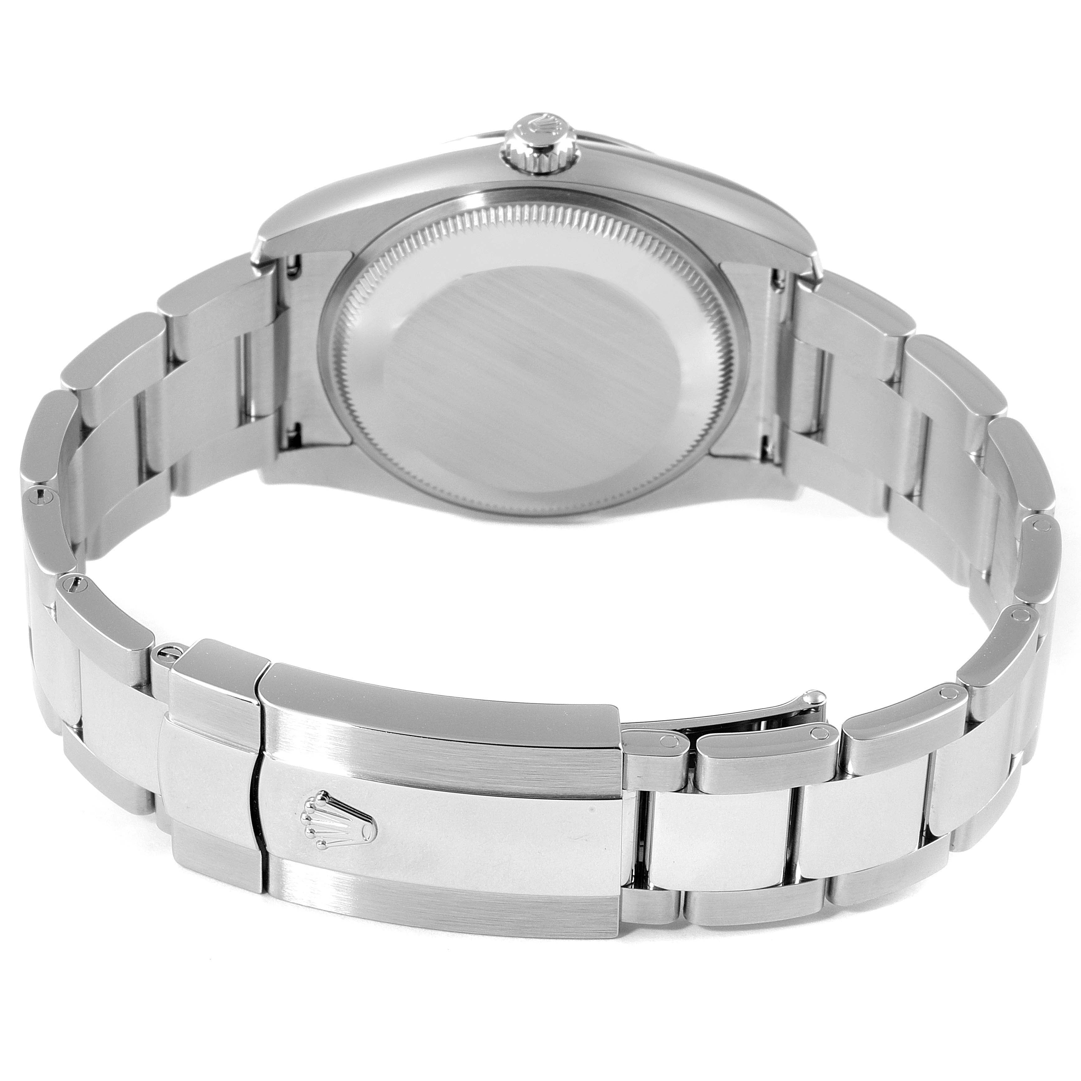Rolex Date 34 Steel White Gold Silver Dial Mens Watch 115234 Unworn