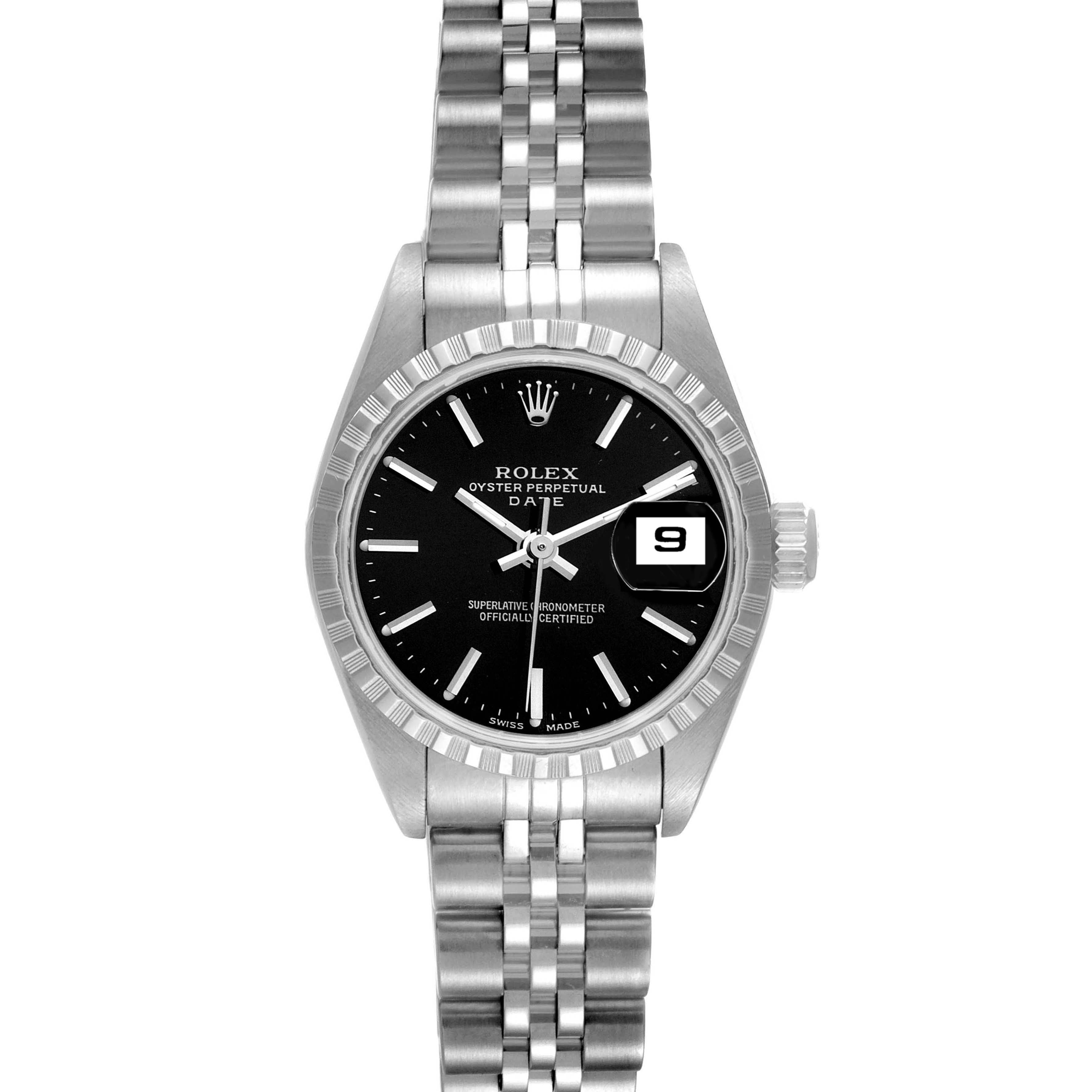 Rolex Date Black Dial Jubilee Bracelet Steel Ladies Watch 79240