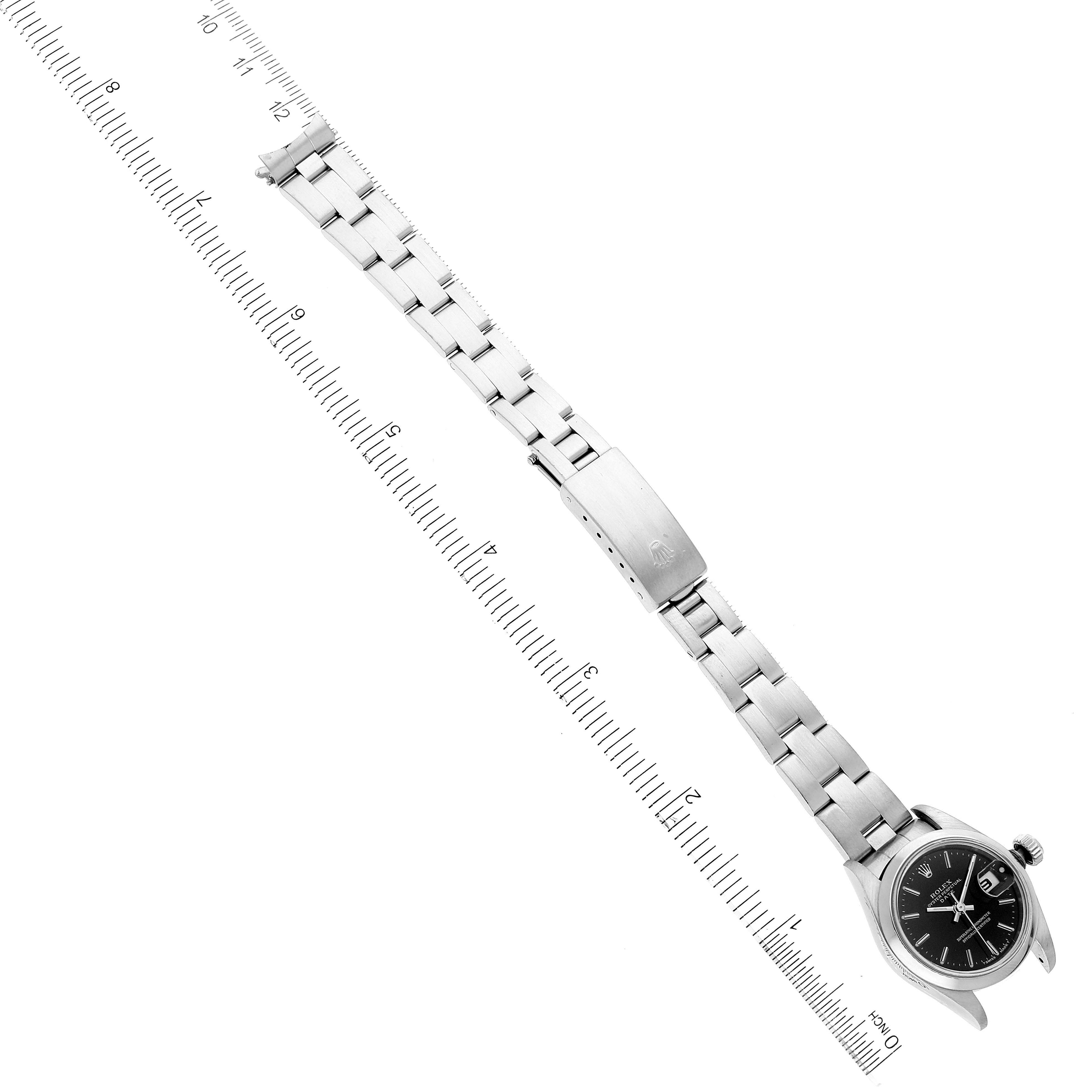 Rolex Date Black Dial Oyster Bracelet Steel Ladies Watch 69160 Papers