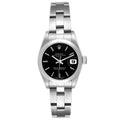 Rolex Date Black Dial Oyster Bracelet Steel Ladies Watch 69160 Papers