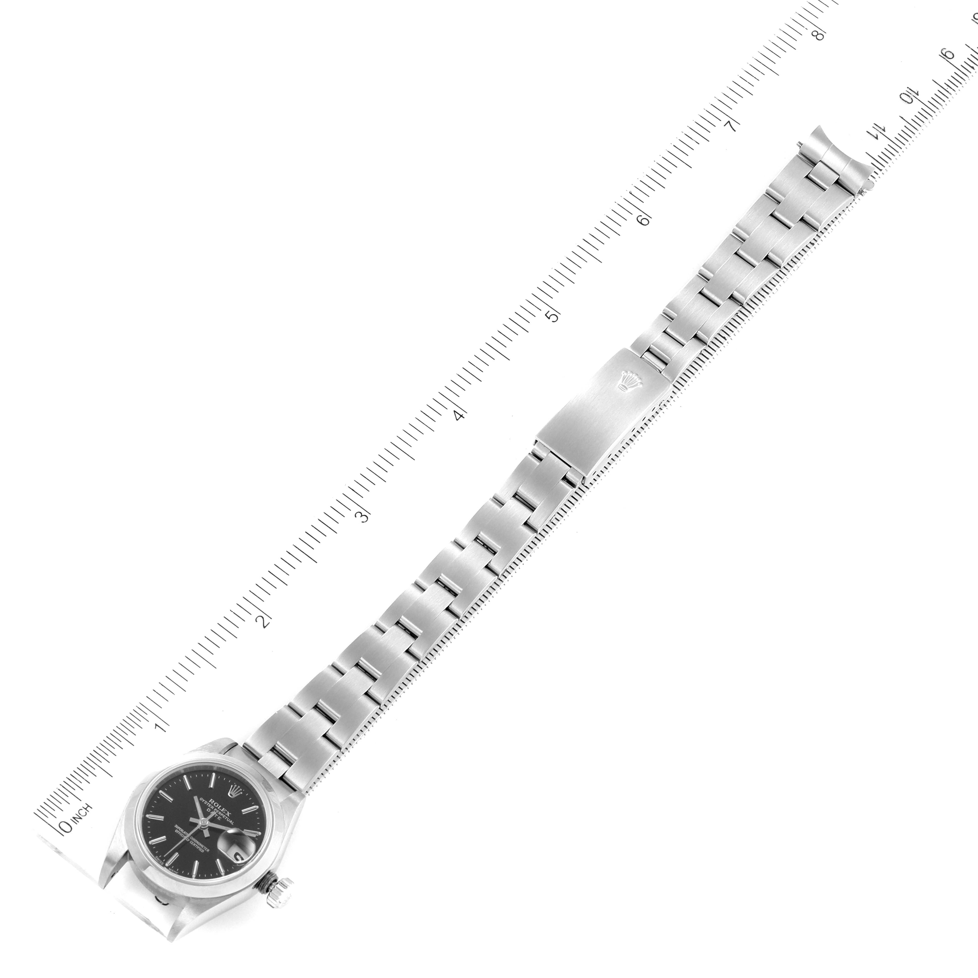 Rolex Date Black Dial Oyster Bracelet Steel Ladies Watch 79160 Box Papers