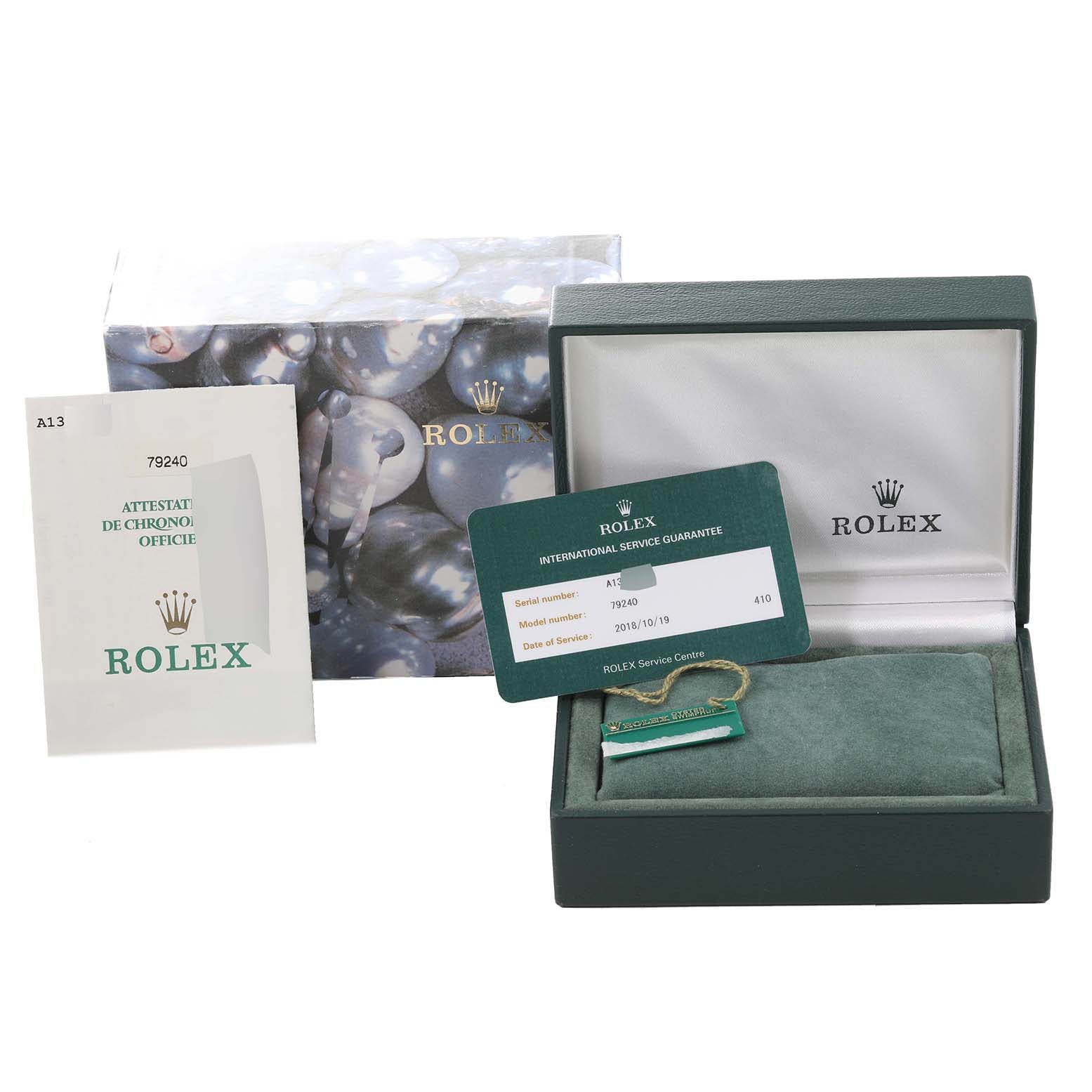 Rolex Date Black Dial Oyster Bracelet Steel Ladies Watch 79240 Box Papers