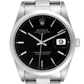 Rolex Date Black Dial Oyster Bracelet Steel Mens Watch 15200 Papers