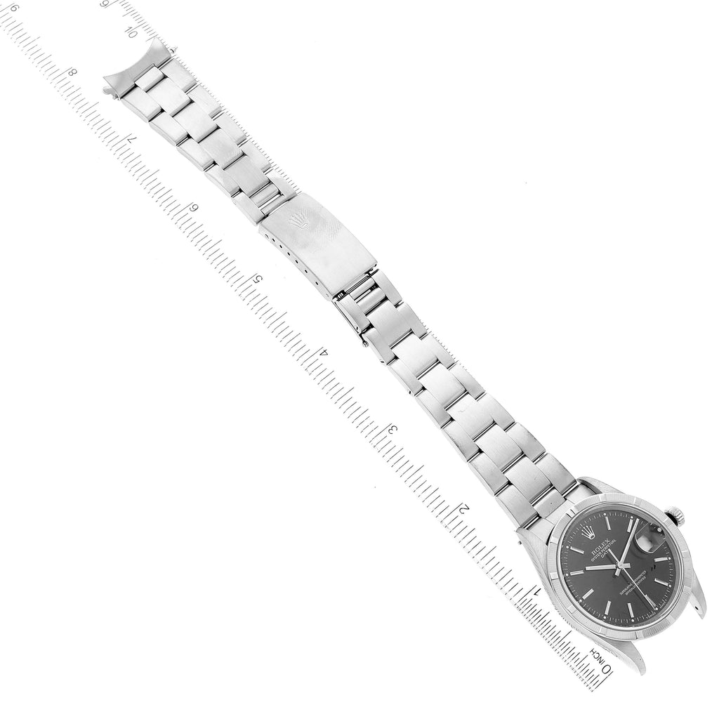 Rolex Date Black Dial Oyster Bracelet Steel Mens Watch 15210