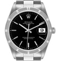 Rolex Date Black Dial Oyster Bracelet Steel Mens Watch 15210 Box Papers