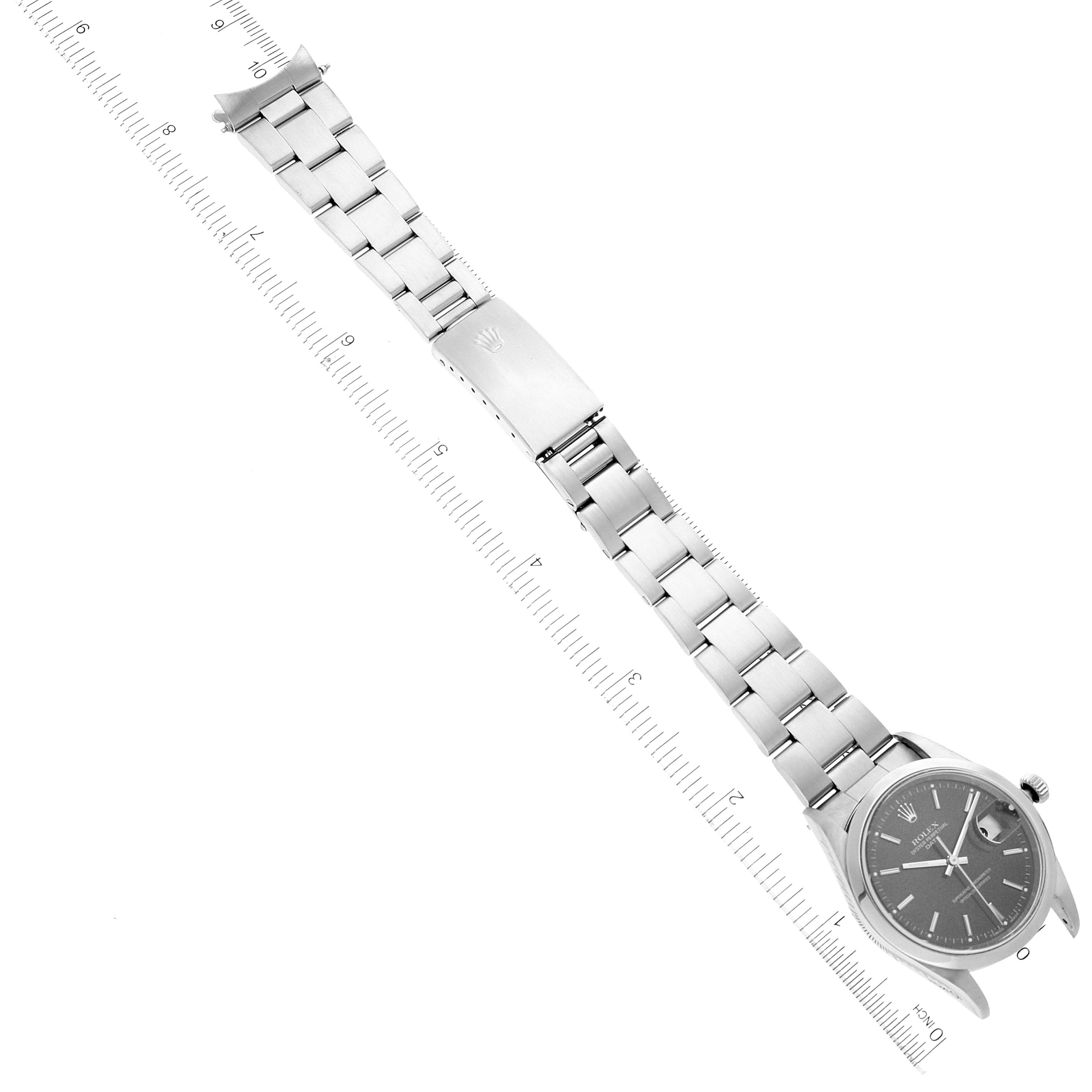 Rolex Date Black Frosted Dial Oyster Bracelet Steel Mens Watch 15200 Box Papers
