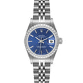 Rolex Date Blue Dial Jubilee Bracelet Steel Ladies Watch 69240 Box Papers