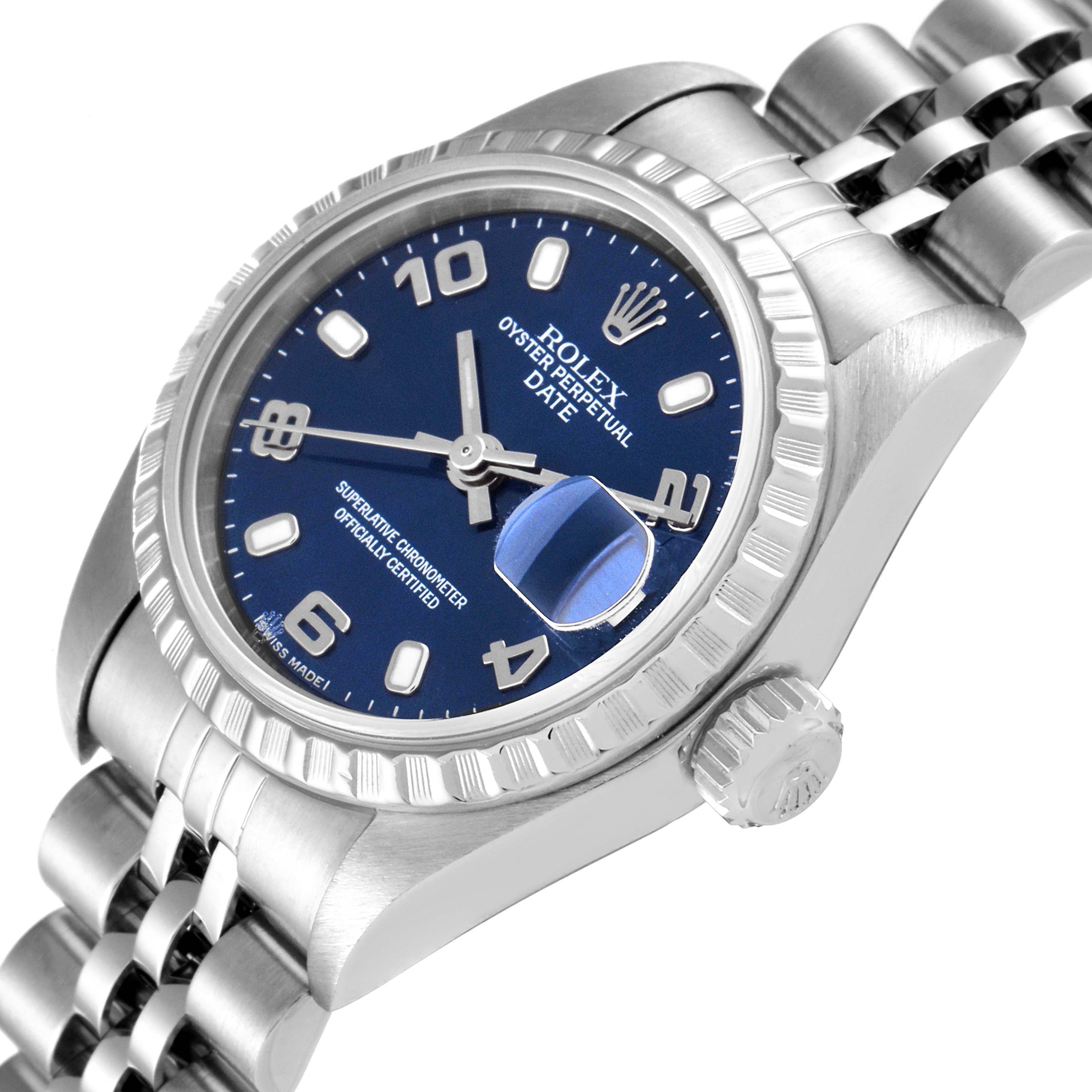 Rolex Date Blue Dial Jubilee Bracelet Steel Ladies Watch 79240