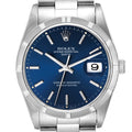Rolex Date Blue Dial Oyster Bracelet Steel Mens Watch 15210