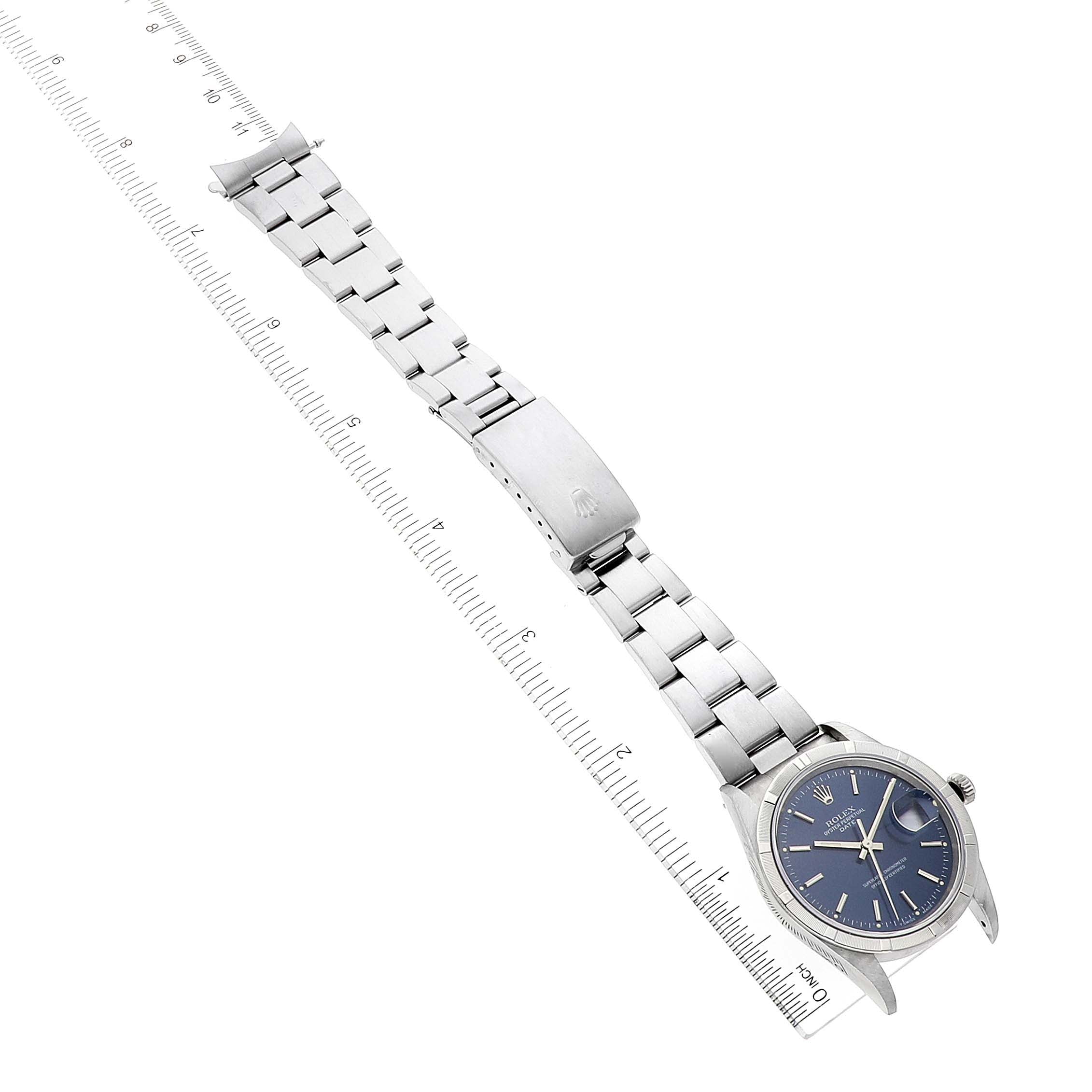 Rolex Date Blue Dial Oyster Bracelet Steel Mens Watch 15210