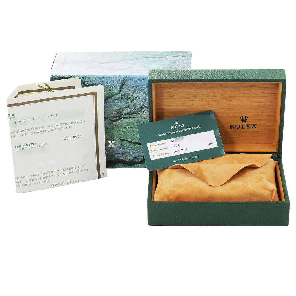 Rolex Date Blue Dial Oyster Bracelet Steel Mens Watch 15210 Box Papers