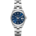 Rolex Date Blue Dial Smooth Bezel Oyster Bracelet Steel Ladies Watch 69160