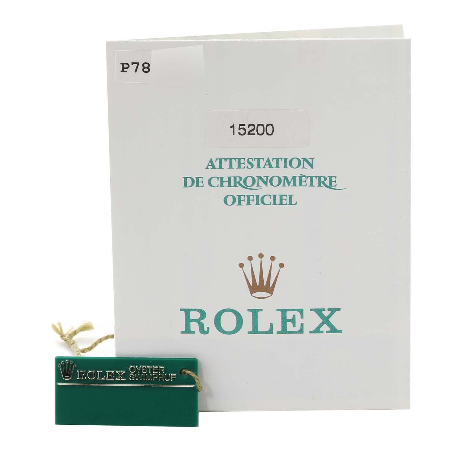 Rolex Date Blue Dial Smooth Bezel Steel Mens Watch 15200 Papers