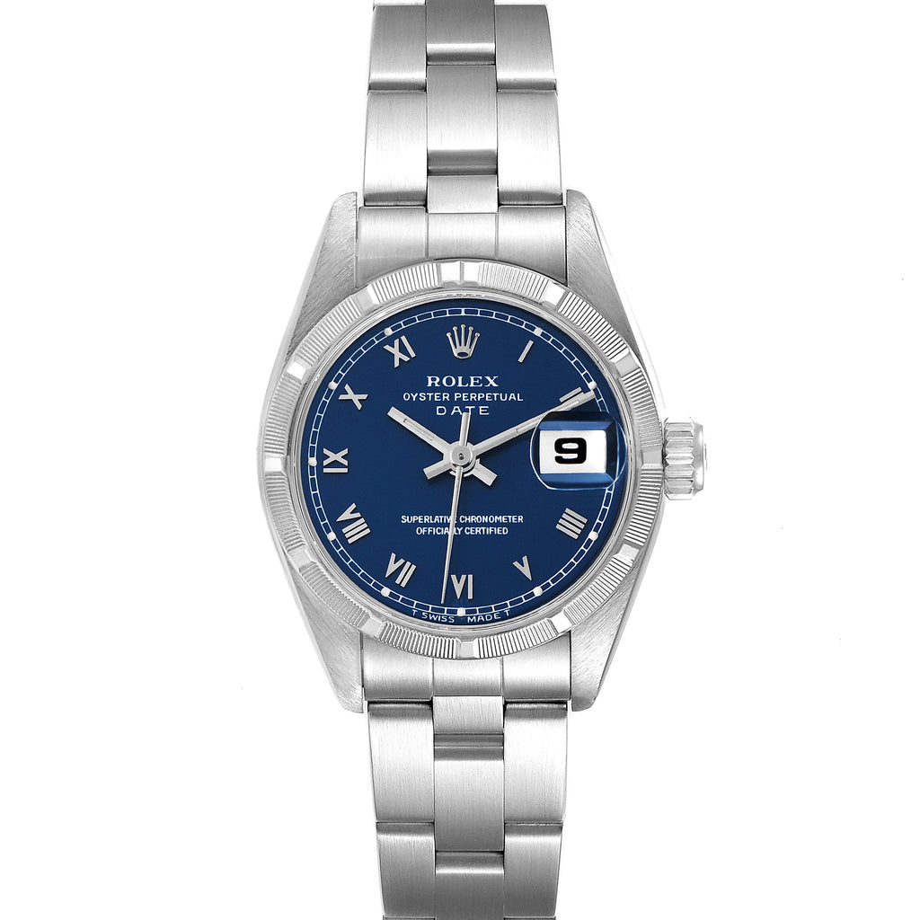 Rolex Date Blue Dial Oyster Bracelet Steel Ladies Watch 69190