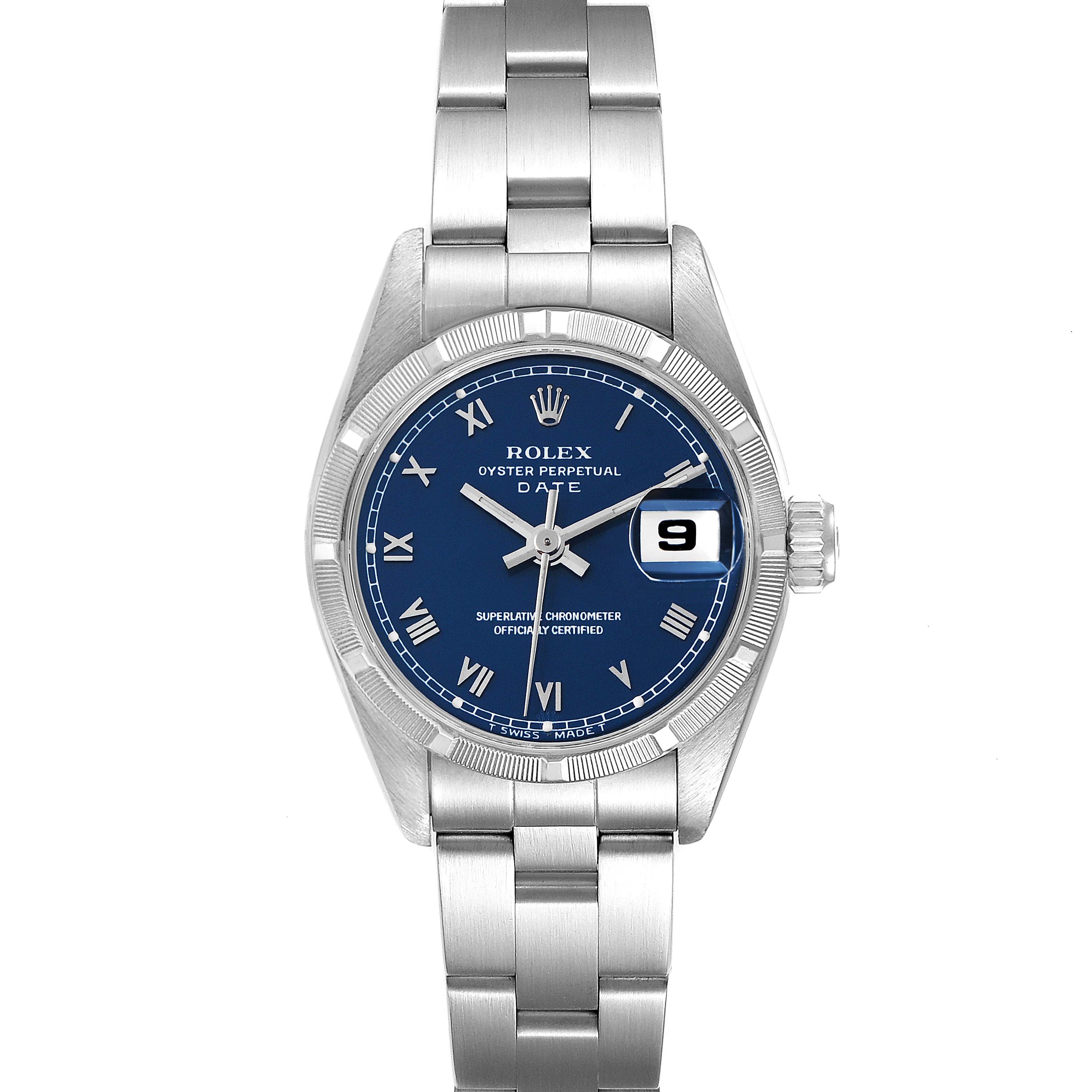 Rolex Date Blue Dial Oyster Bracelet Steel Ladies Watch 69190