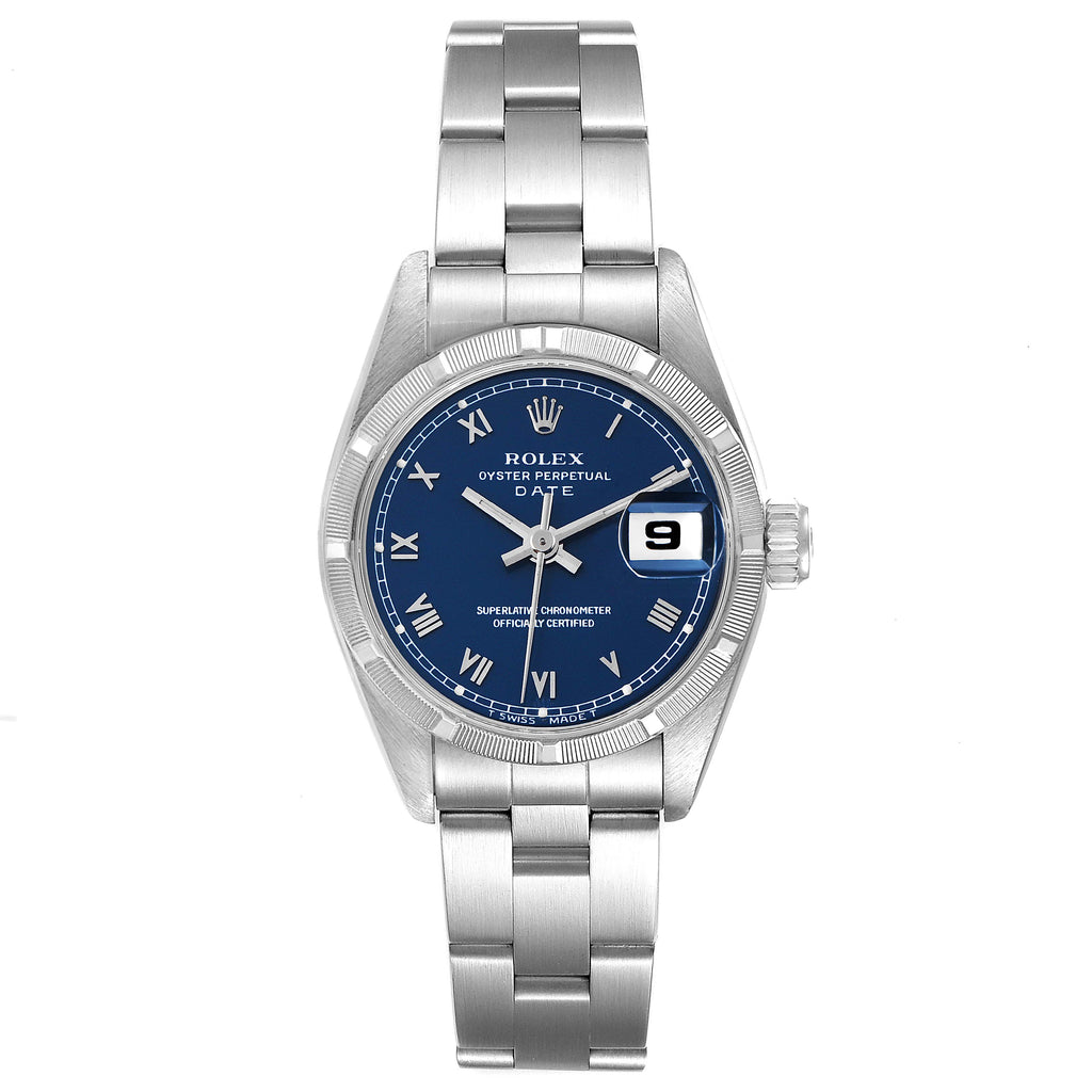 Rolex Date Blue Dial Oyster Bracelet Steel Ladies Watch 69190