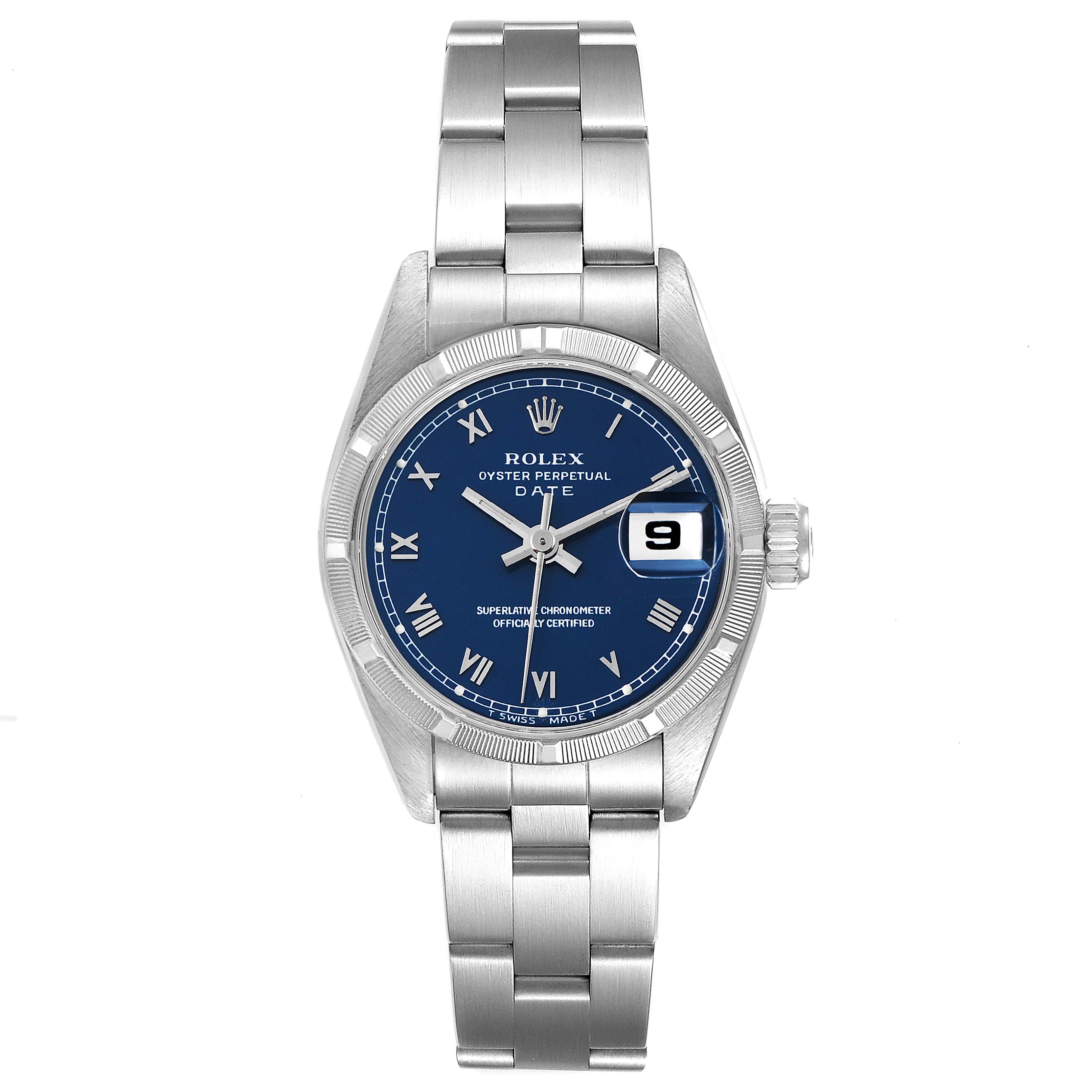 Rolex Date Blue Dial Oyster Bracelet Steel Ladies Watch 69190