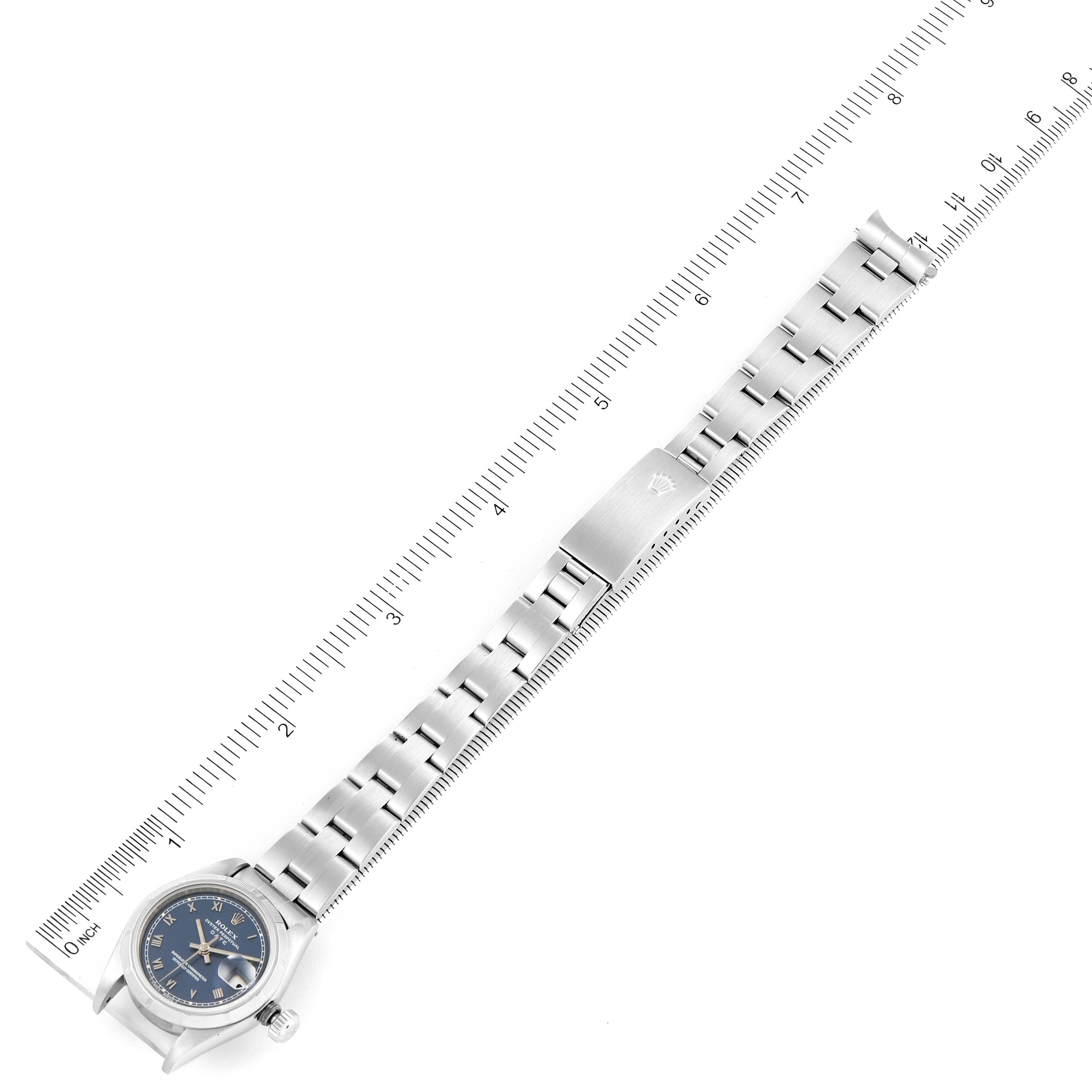Rolex Date Blue Dial Oyster Bracelet Steel Ladies Watch 69190