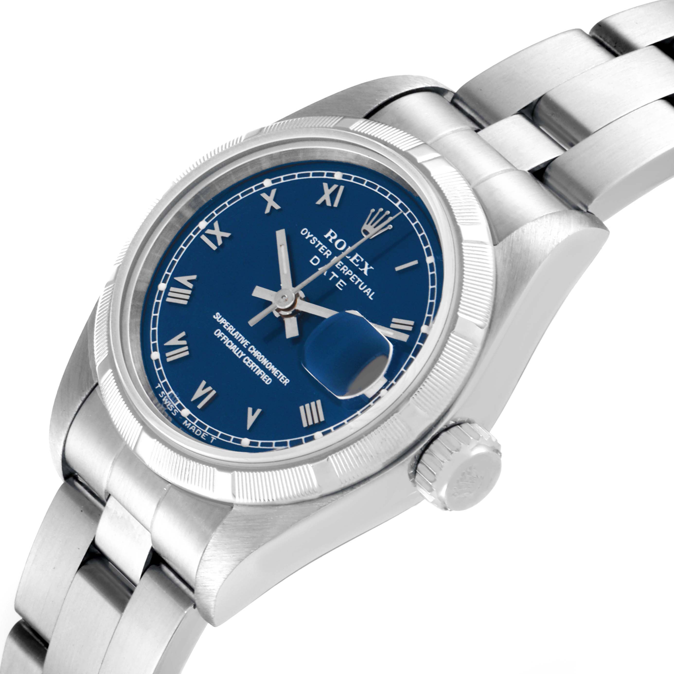 Rolex Date Blue Dial Oyster Bracelet Steel Ladies Watch 69190