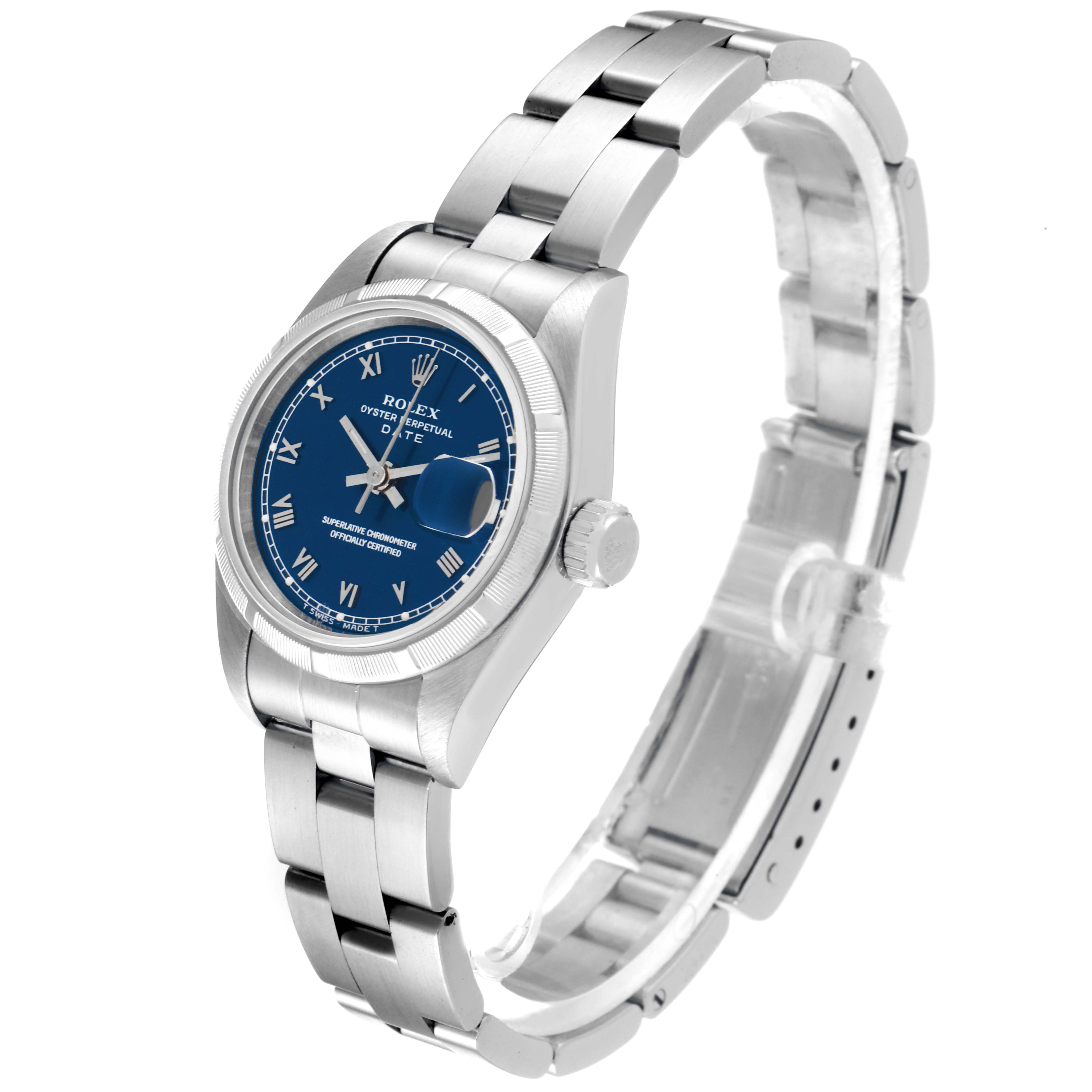 Rolex Date Blue Dial Oyster Bracelet Steel Ladies Watch 69190