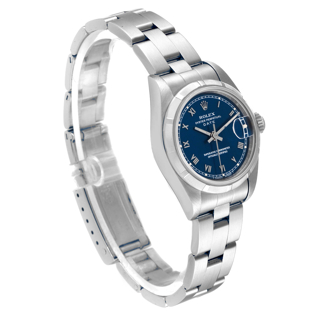 Rolex Date Blue Dial Oyster Bracelet Steel Ladies Watch 69190