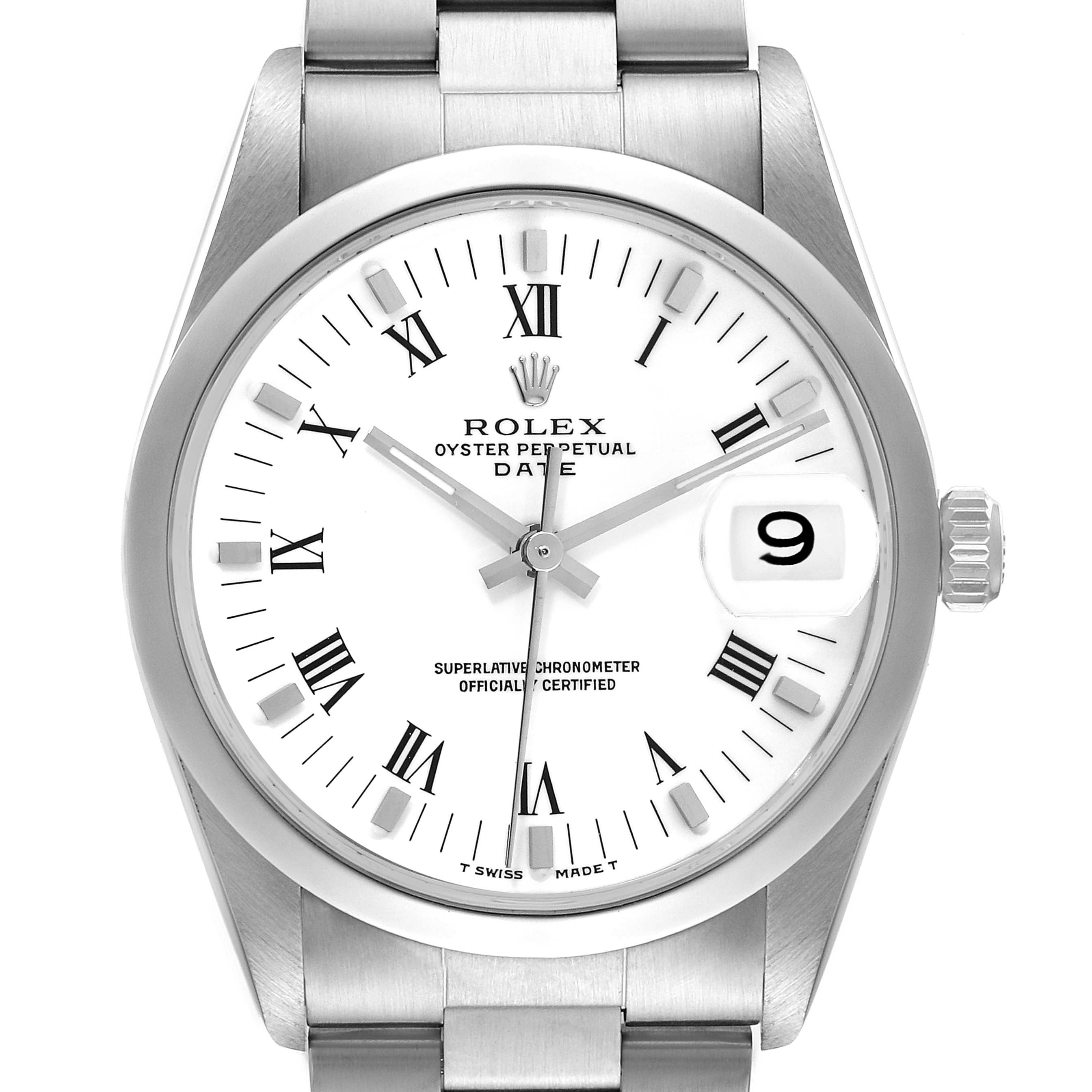 Rolex Date Domed Bezel Oyster Bracelet Steel Mens Watch 15200 Box Papers