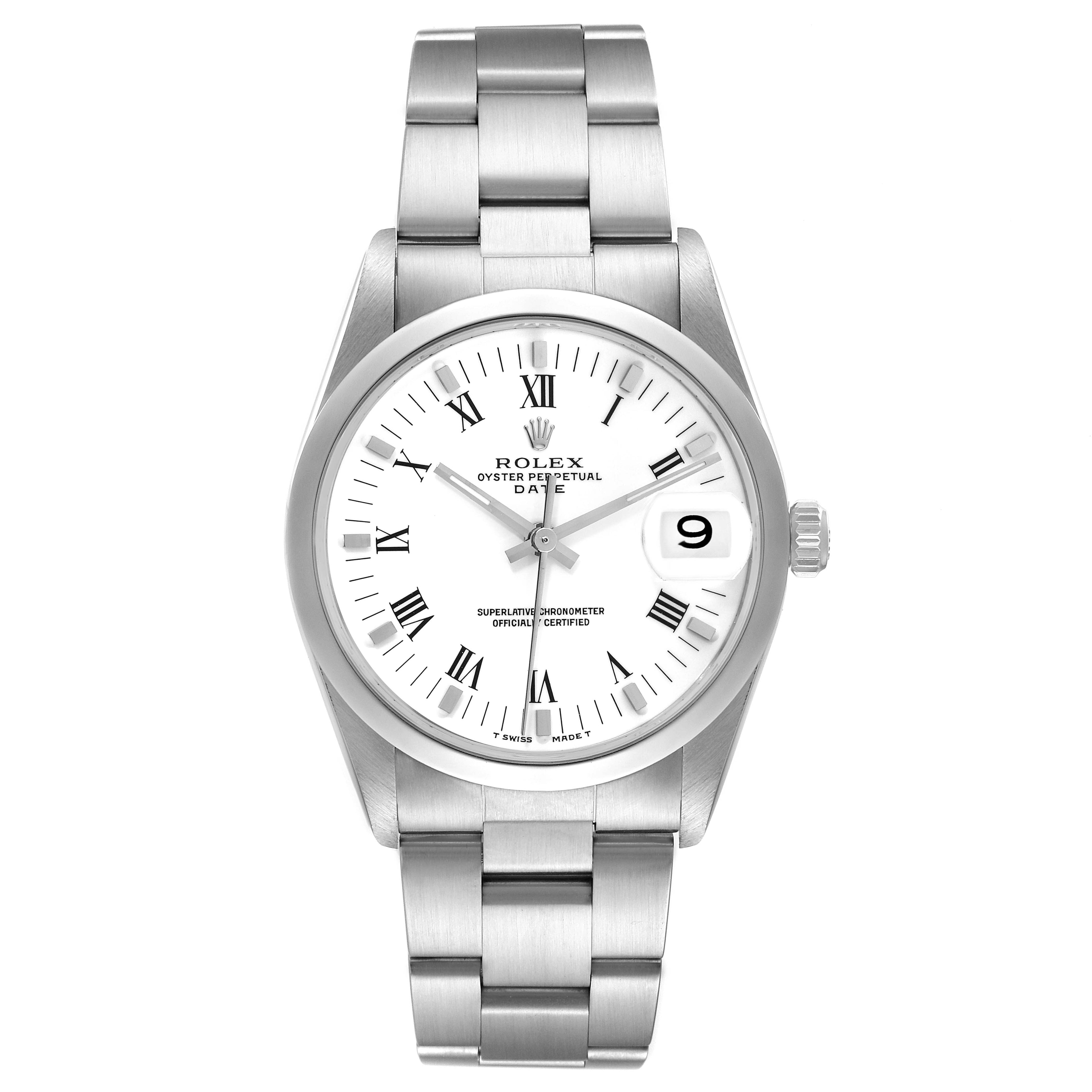 Rolex Date Domed Bezel Oyster Bracelet Steel Mens Watch 15200 Box Papers