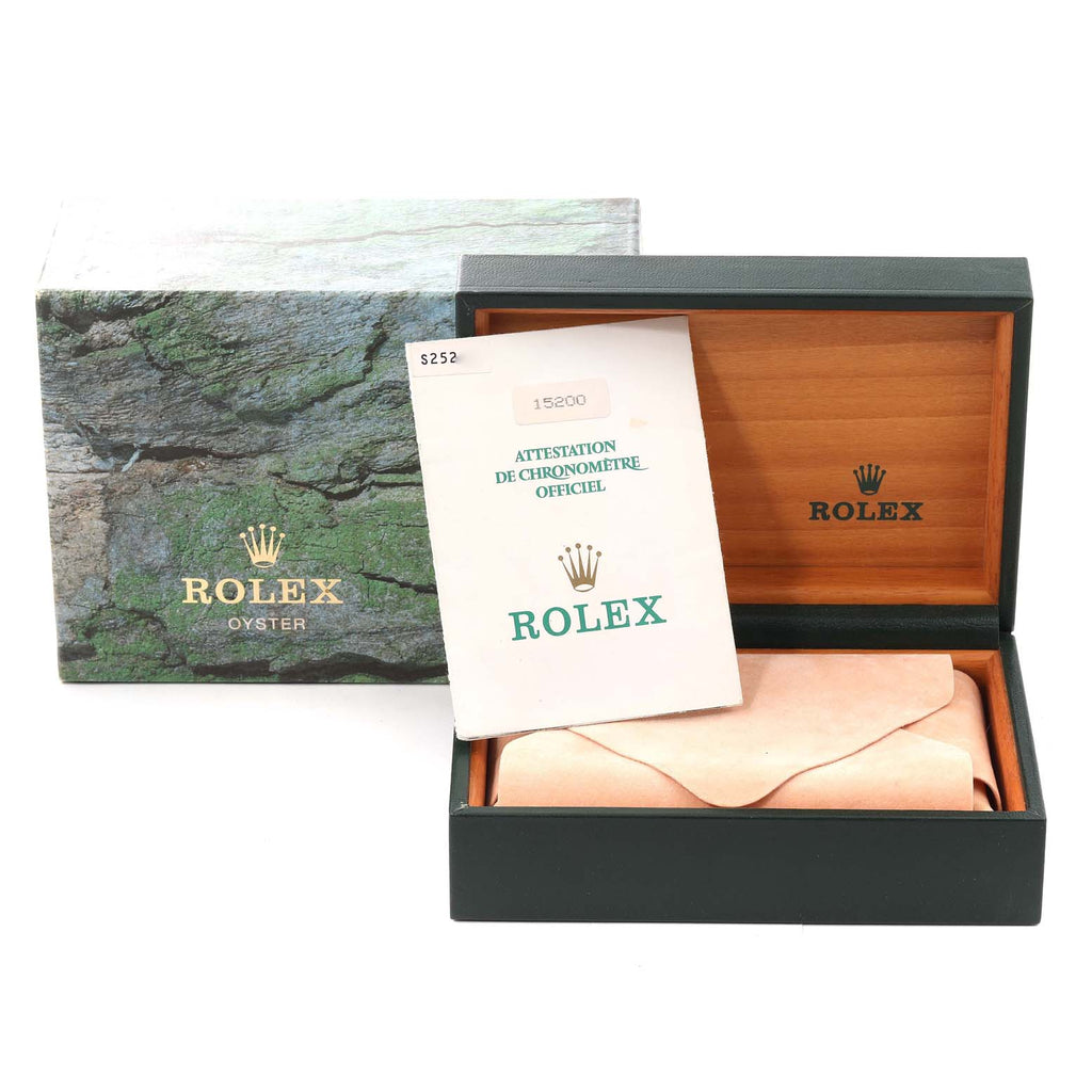 Rolex Date Domed Bezel Oyster Bracelet Steel Mens Watch 15200 Box Papers