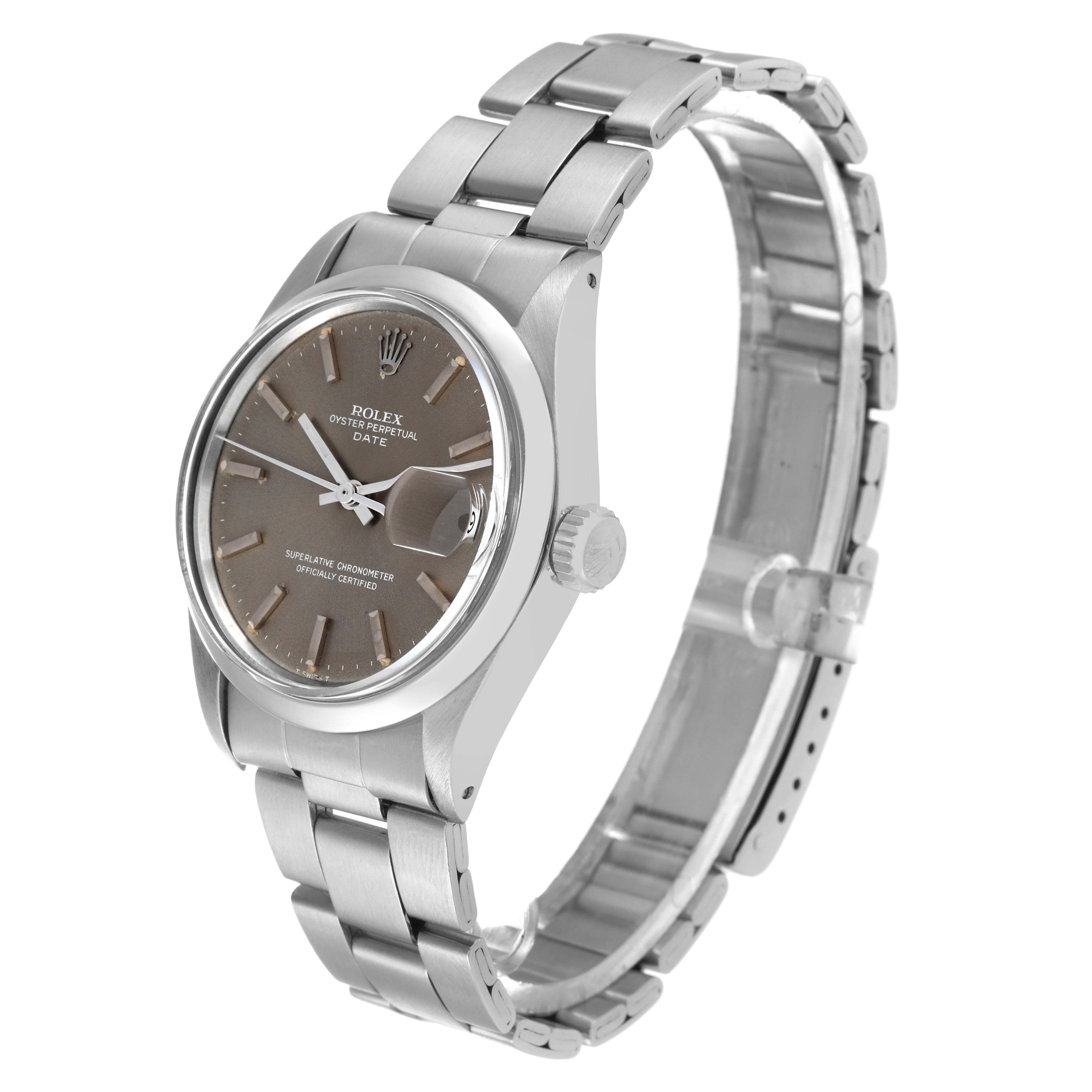 Rolex Date Grey Ghost Dial Smooth Bezel Steel Vintage Mens Watch 1500