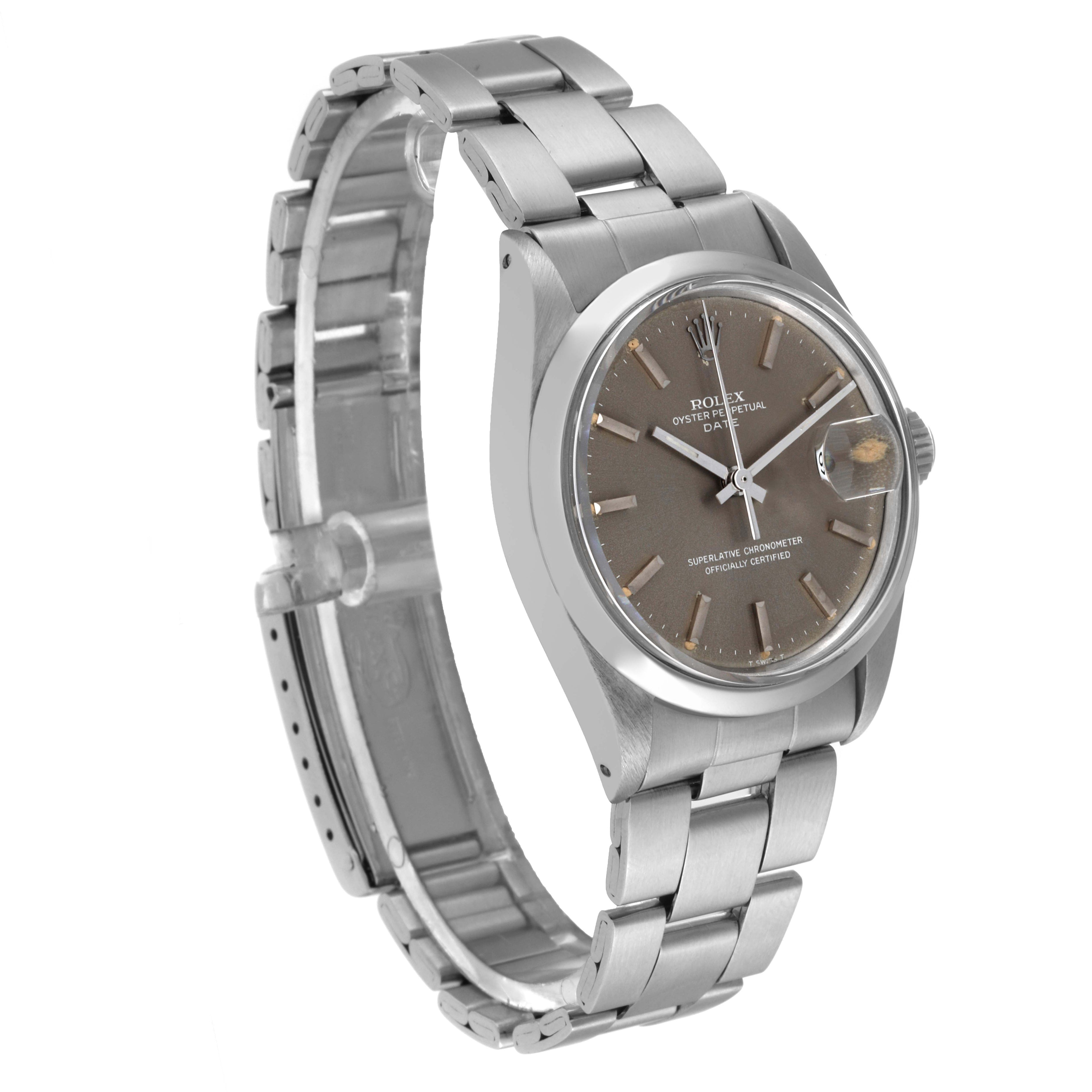 Rolex Date Grey Ghost Dial Smooth Bezel Steel Vintage Mens Watch 1500