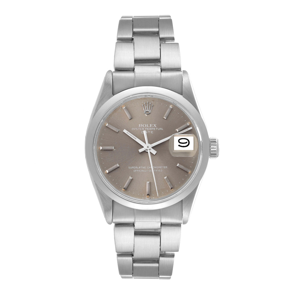 Rolex Date Grey Ghost Dial Smooth Bezel Steel Vintage Mens Watch 1500
