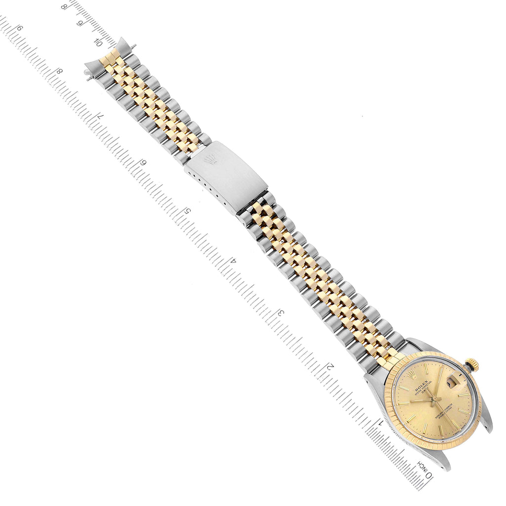 Rolex Date Mens Steel Yellow Gold Jubilee Bracelet Mens Watch 15053 Box Papers
