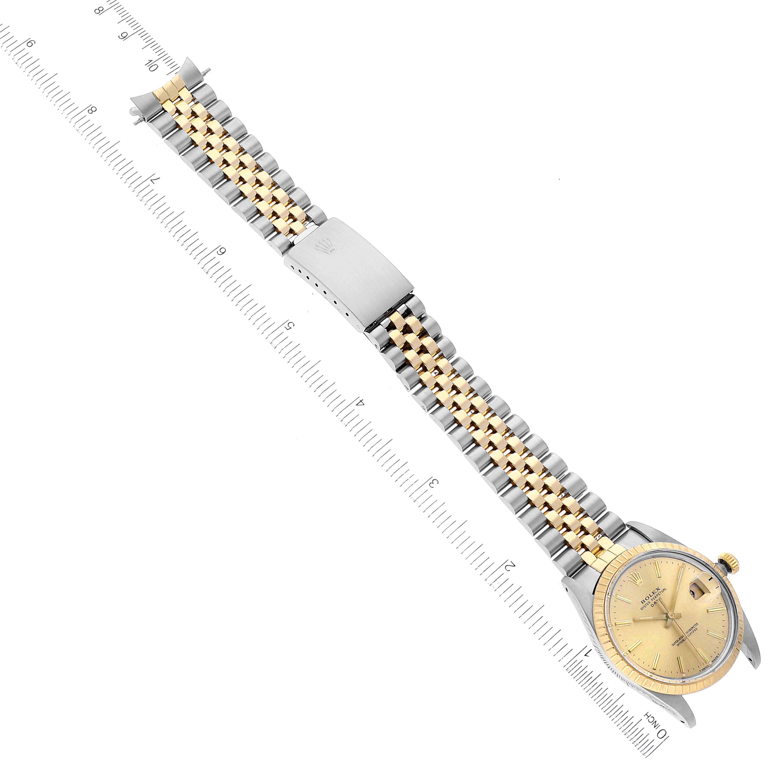 Rolex Date Mens Steel Yellow Gold Jubilee Bracelet Mens Watch 15053 Box Papers