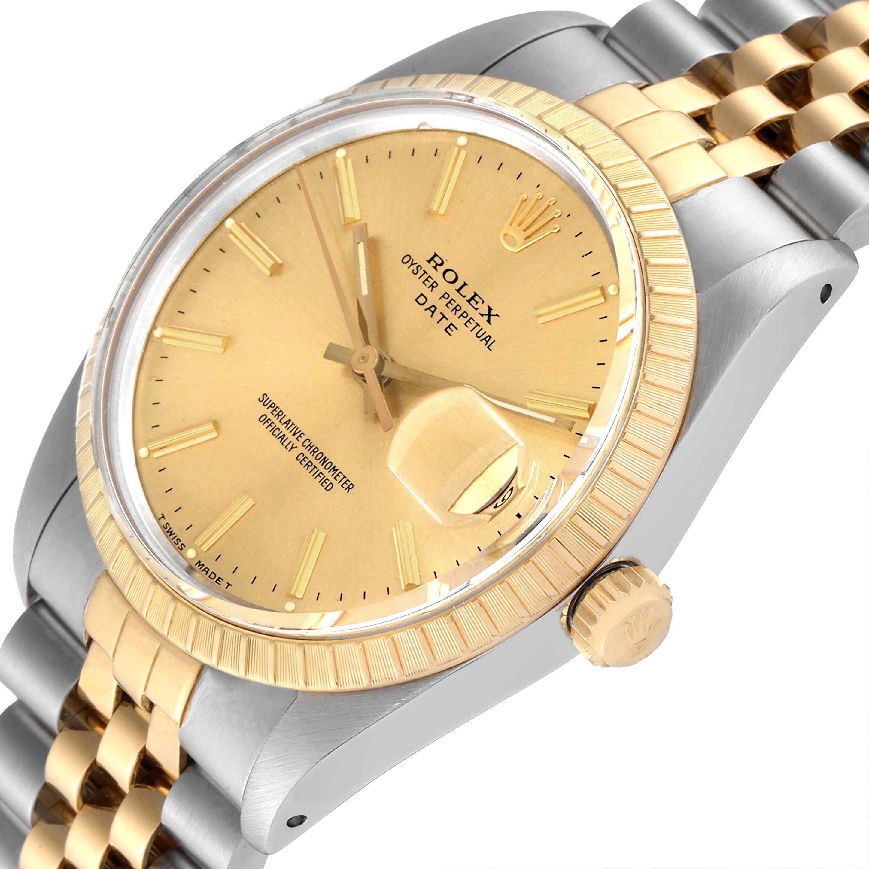 Rolex Date Mens Steel Yellow Gold Jubilee Bracelet Mens Watch 15053 Box Papers