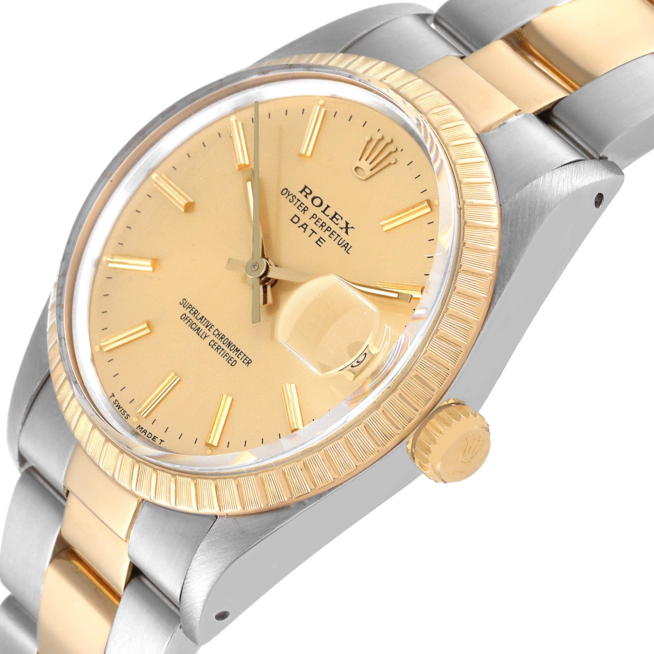 Rolex Date Mens Steel Yellow Gold Oyster Bracelet Mens Watch 15053