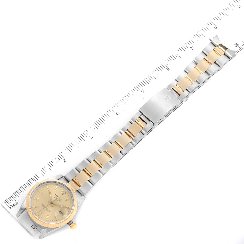 Rolex Date Mens Steel Yellow Gold Oyster Bracelet Mens Watch 15053