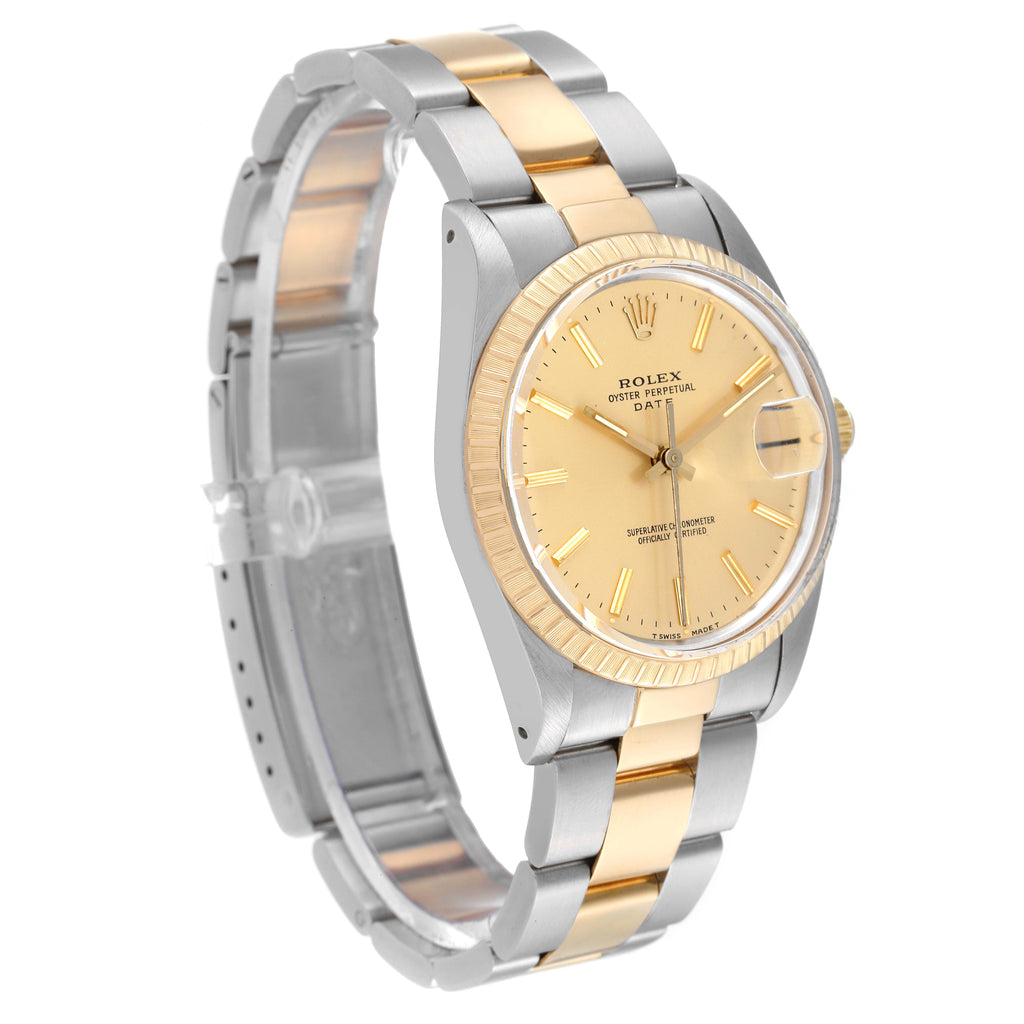Rolex Date Mens Steel Yellow Gold Oyster Bracelet Mens Watch 15053