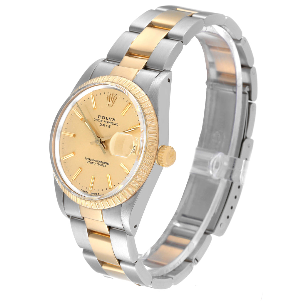 Rolex Date Mens Steel Yellow Gold Oyster Bracelet Mens Watch 15053