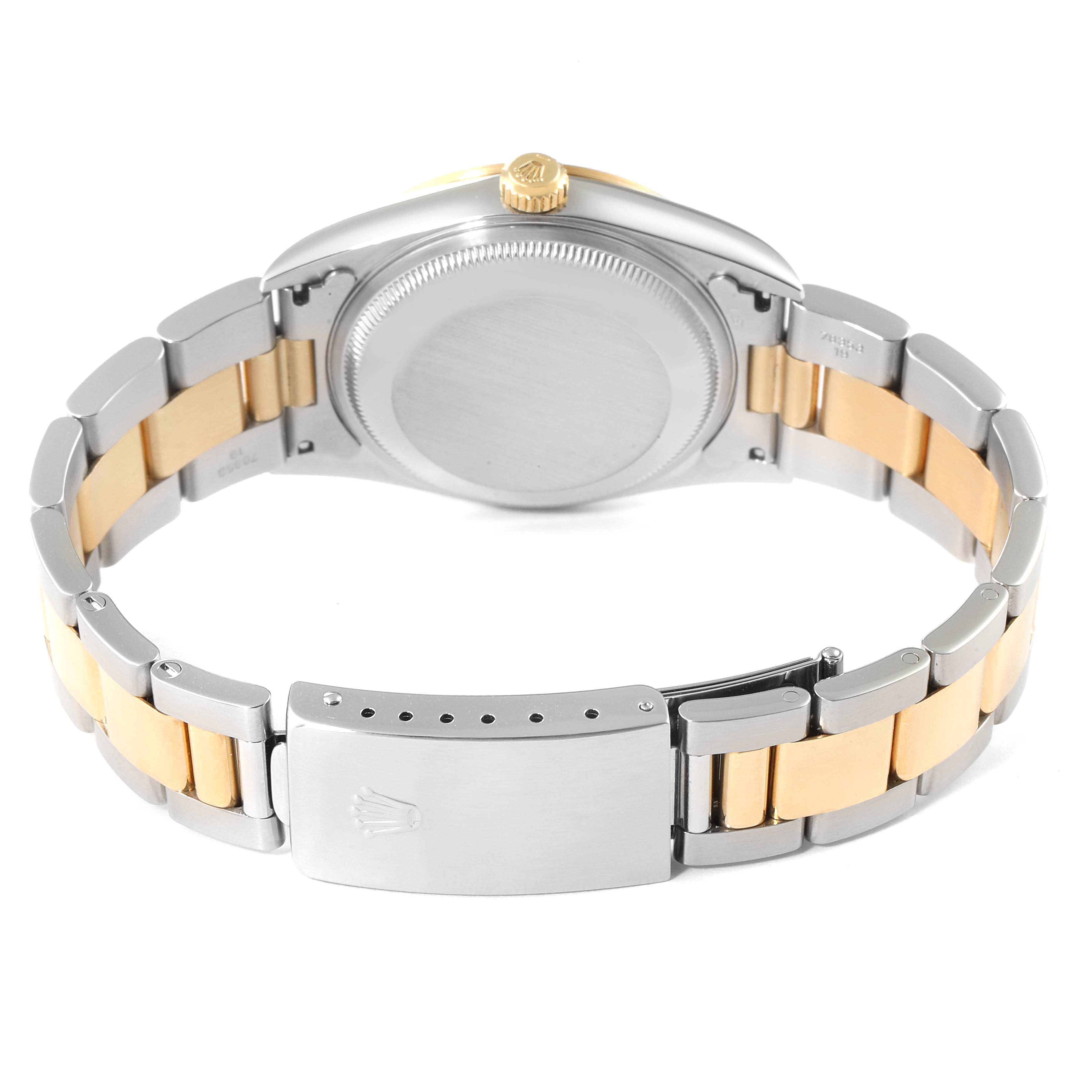 Rolex Date Steel Yellow Gold Slate Dial Mens Watch 15203 Box Papers