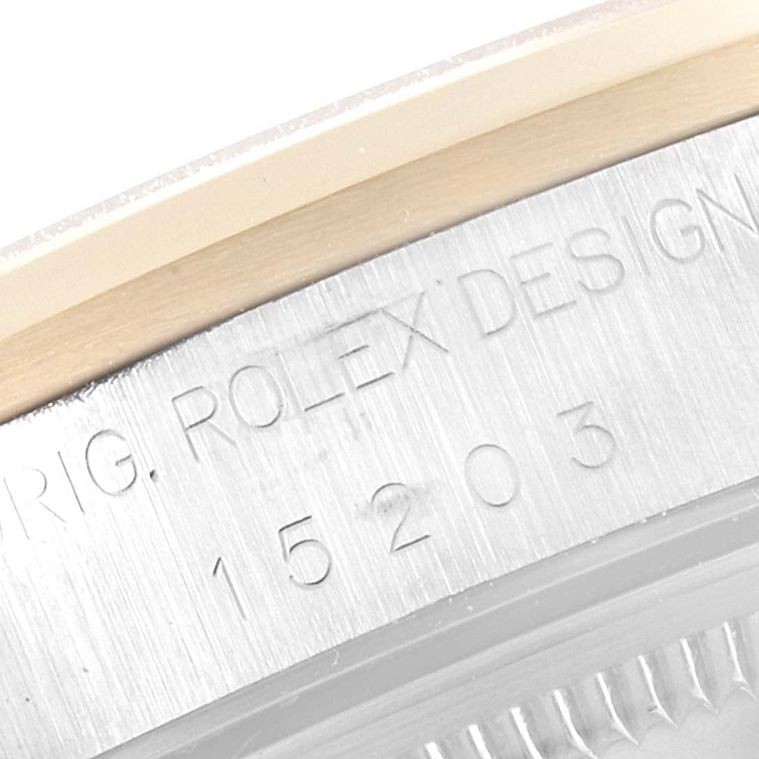 Rolex Date Steel Yellow Gold Slate Dial Mens Watch 15203 Box Papers
