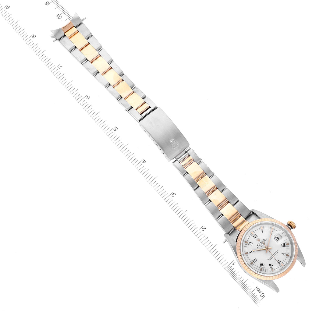 Rolex Date Mens Steel Yellow Gold White Dial Mens Watch 15223