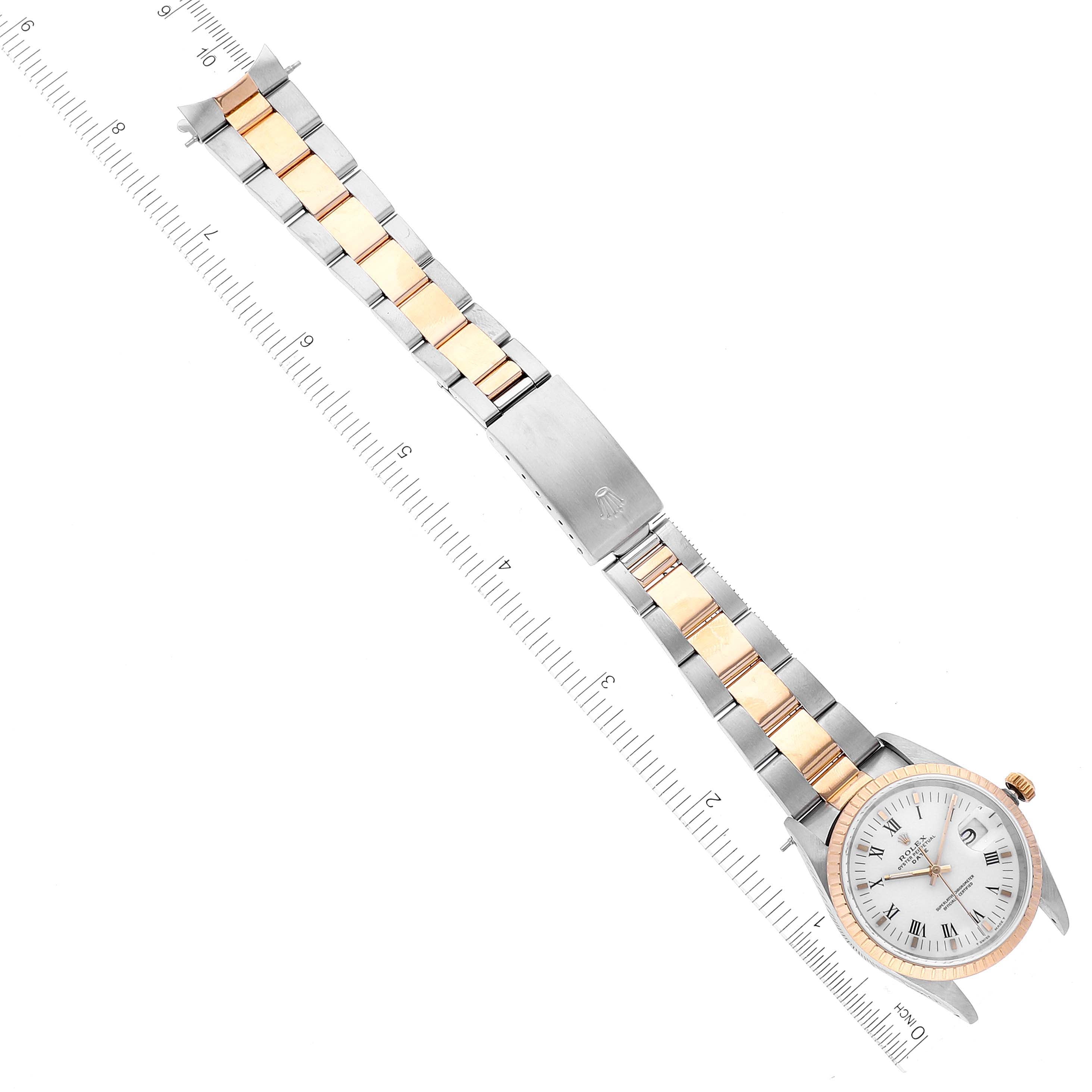 Rolex Date Mens Steel Yellow Gold White Dial Mens Watch 15223