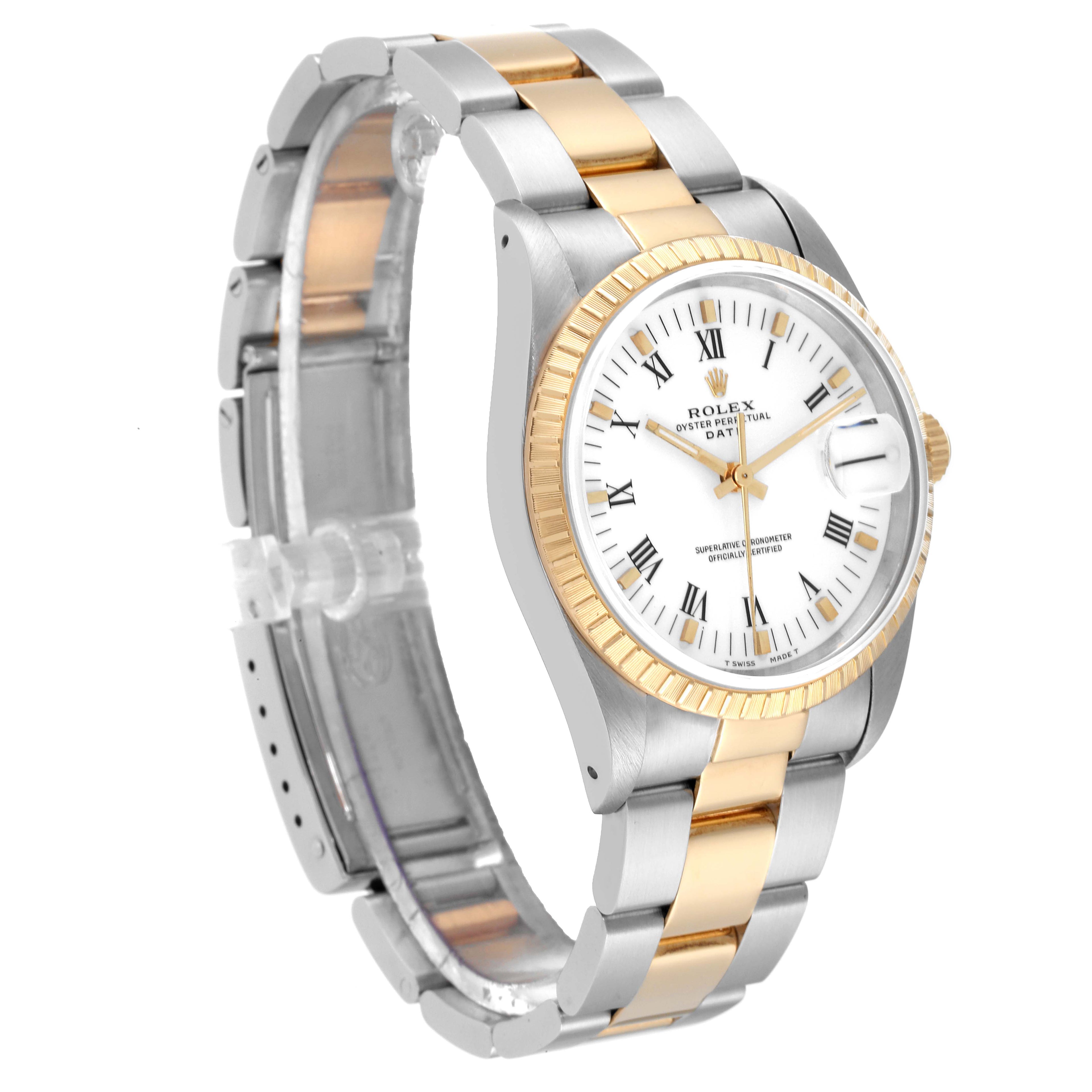 Rolex Date Mens Steel Yellow Gold White Dial Mens Watch 15223