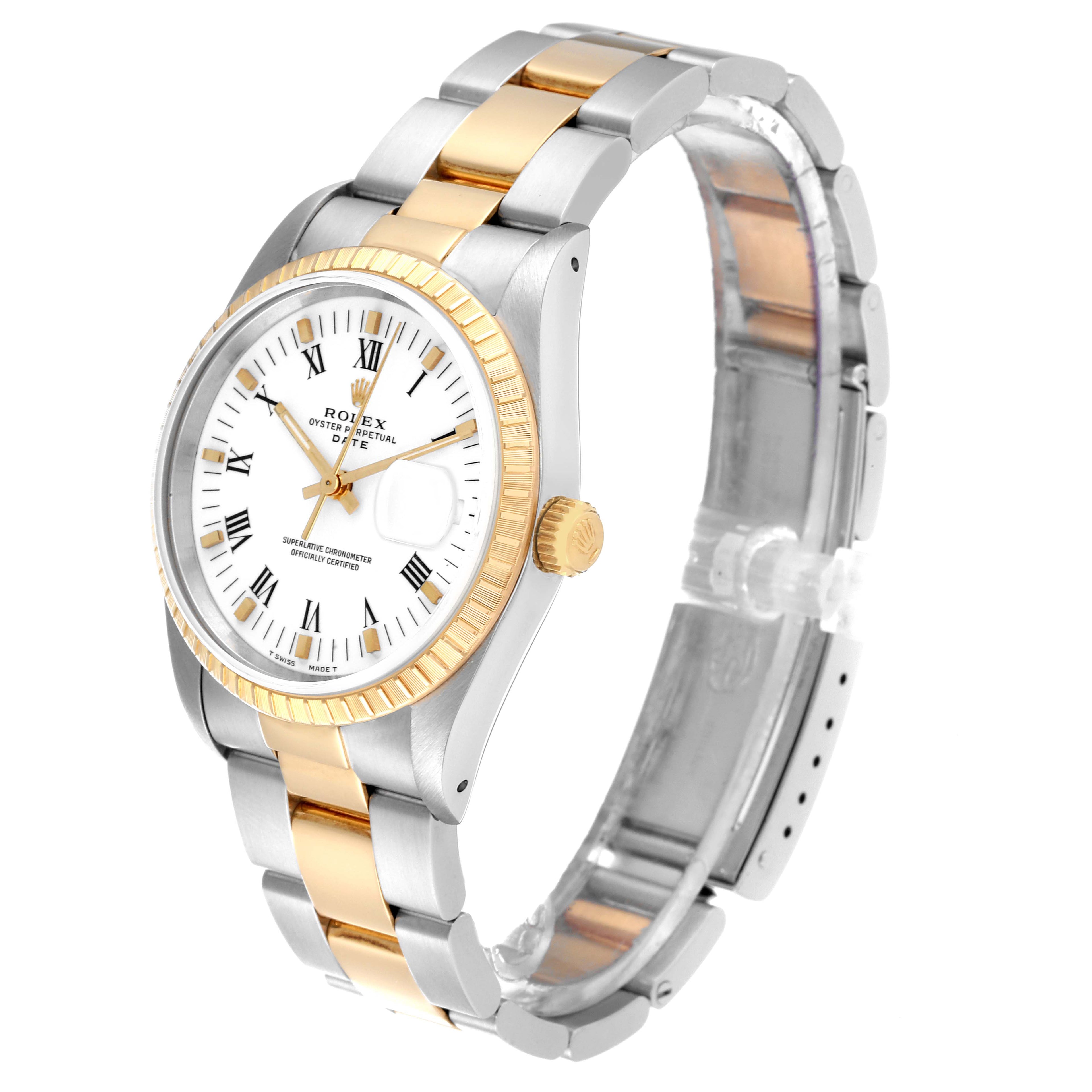 Rolex Date Mens Steel Yellow Gold White Dial Mens Watch 15223