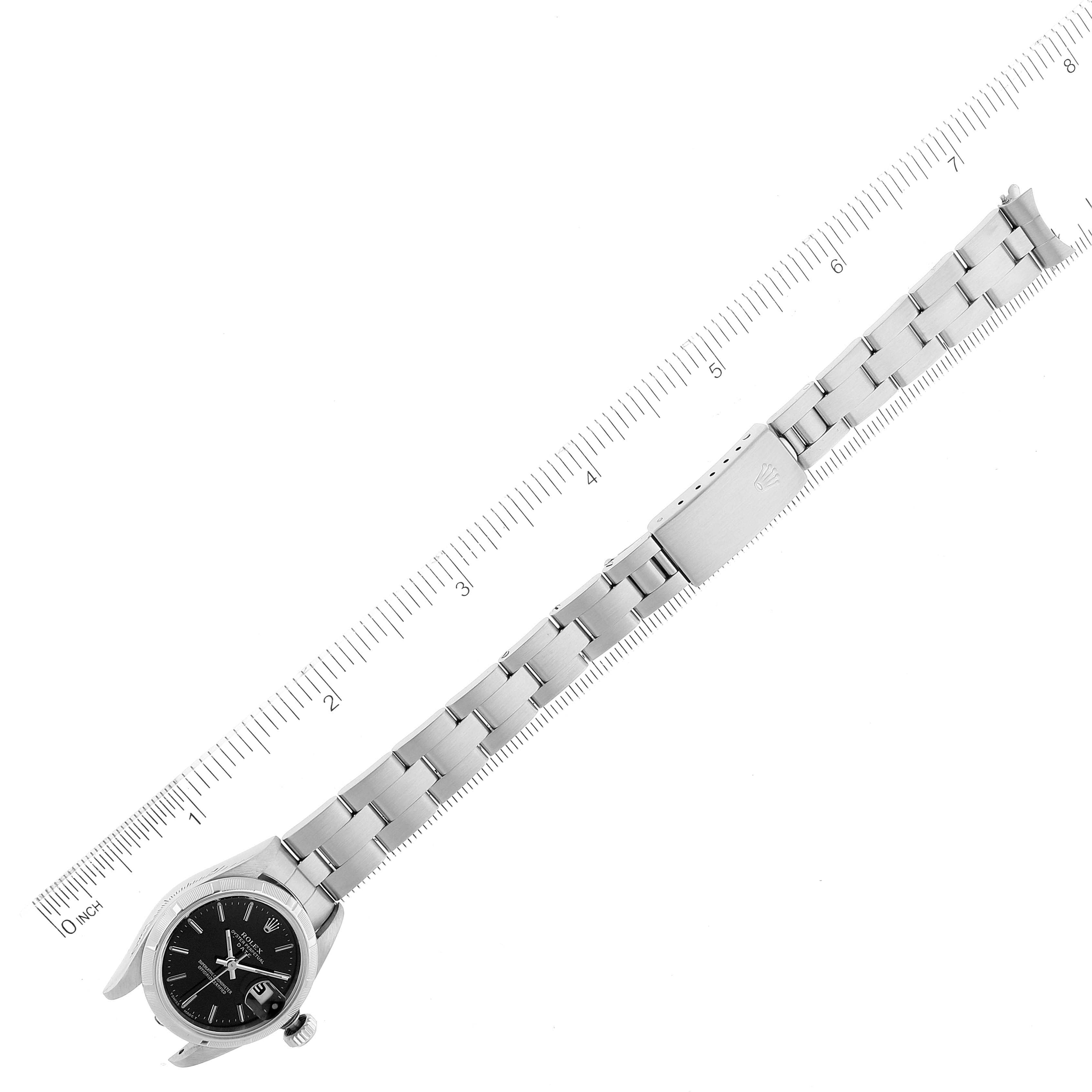 Rolex Date Oyster Bracelet Black Dial Steel Ladies Watch 69190