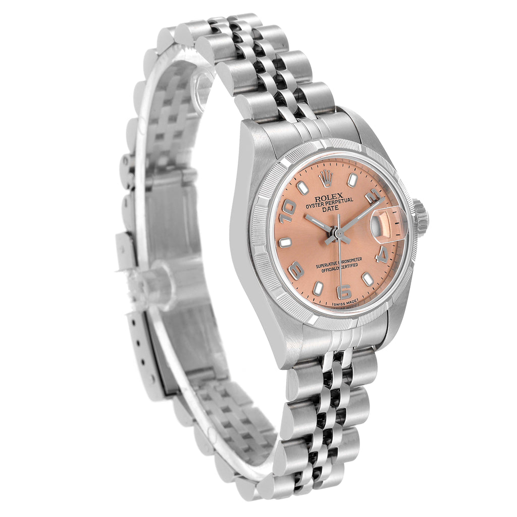 Rolex Date Salmon Dial Jubilee Bracelet Steel Ladies Watch 79190 Papers