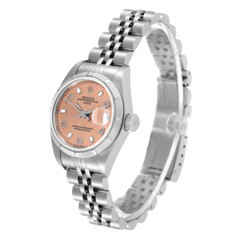 Rolex Date Salmon Dial Jubilee Bracelet Steel Ladies Watch 79190 Papers