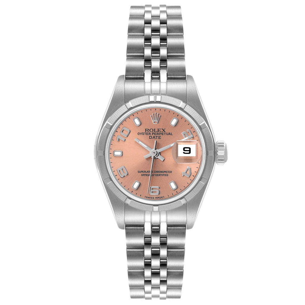 Rolex Date Salmon Dial Jubilee Bracelet Steel Ladies Watch 79190 Papers
