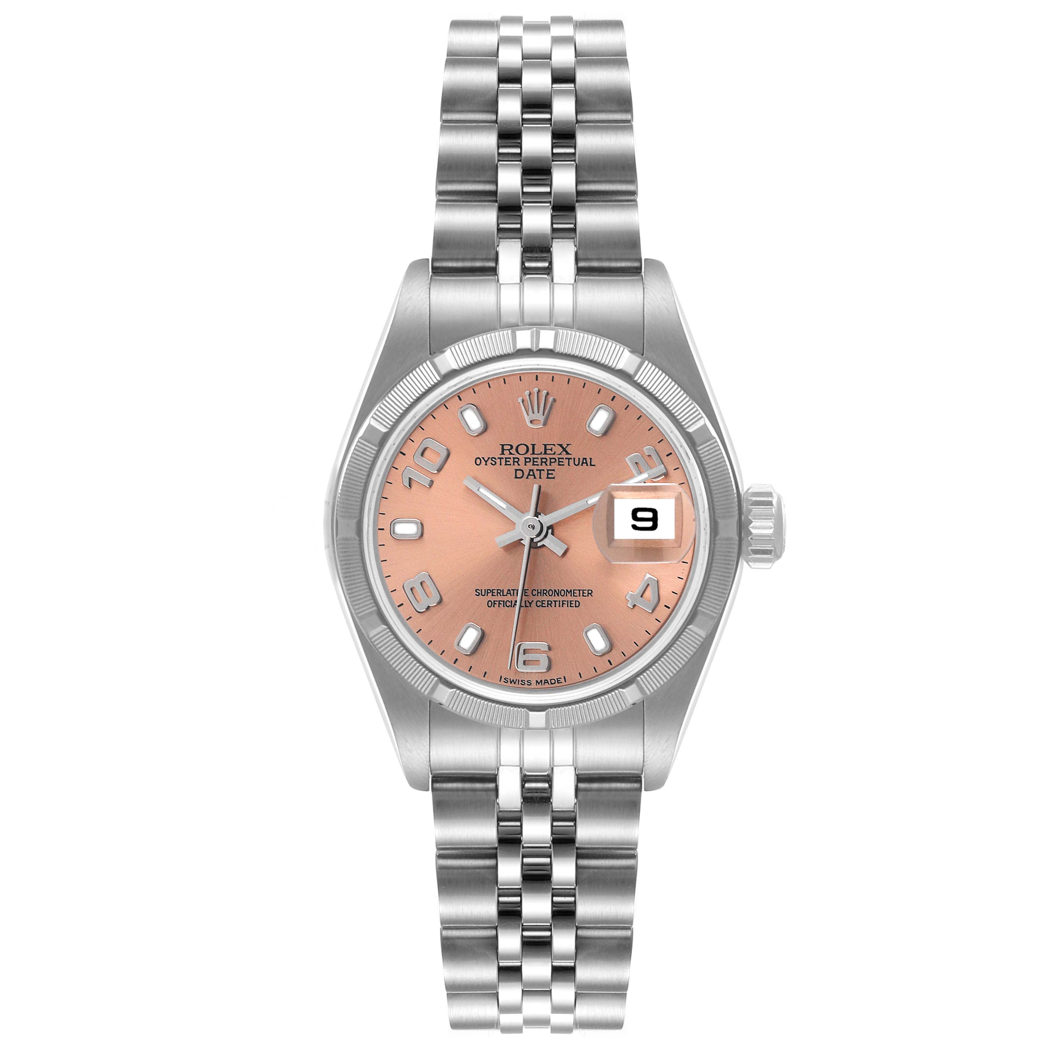Rolex Date Salmon Dial Jubilee Bracelet Steel Ladies Watch 79190 Papers